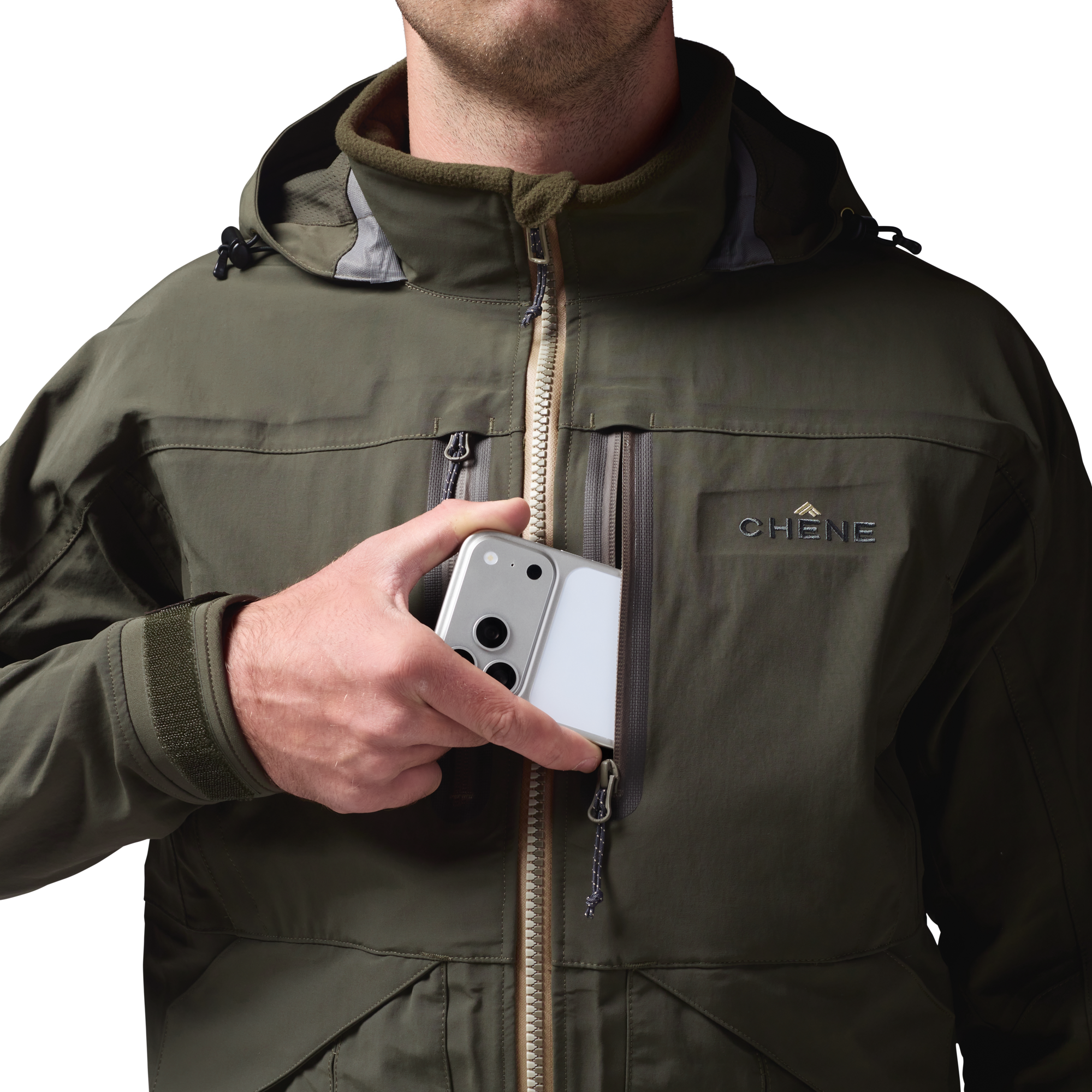 Hydro-Lok Shell Jacket in Cypress, on model #cypress
