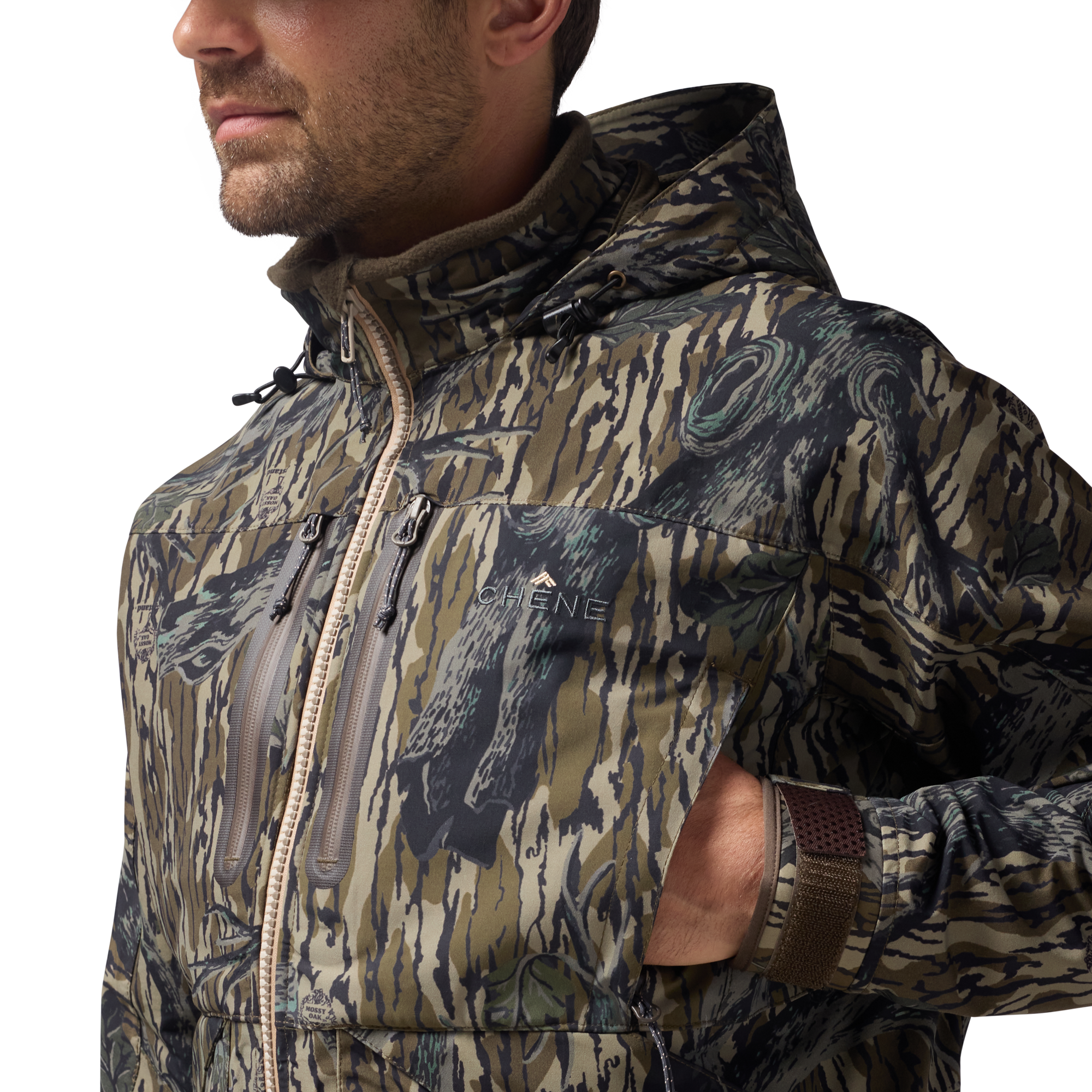 Hydro-Lok Shell Jacket in Mossy Oak Original Treestand, on model #mossy_oak_original_treestand