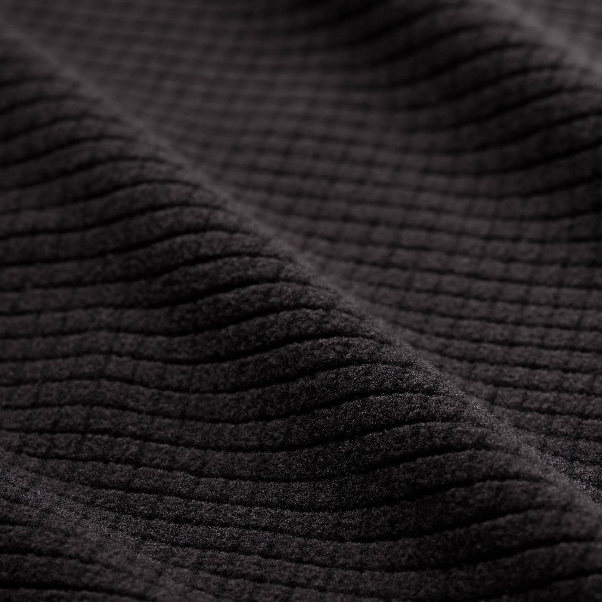 Sixty Series Check Fleece Half Zip in Black, fabric detail #black