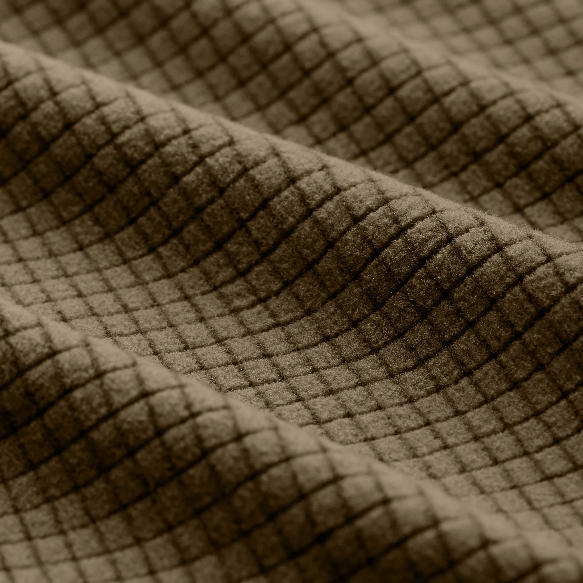 Sixty Series Check Fleece Half Zip in Field Tan, fabric detail #field_tan