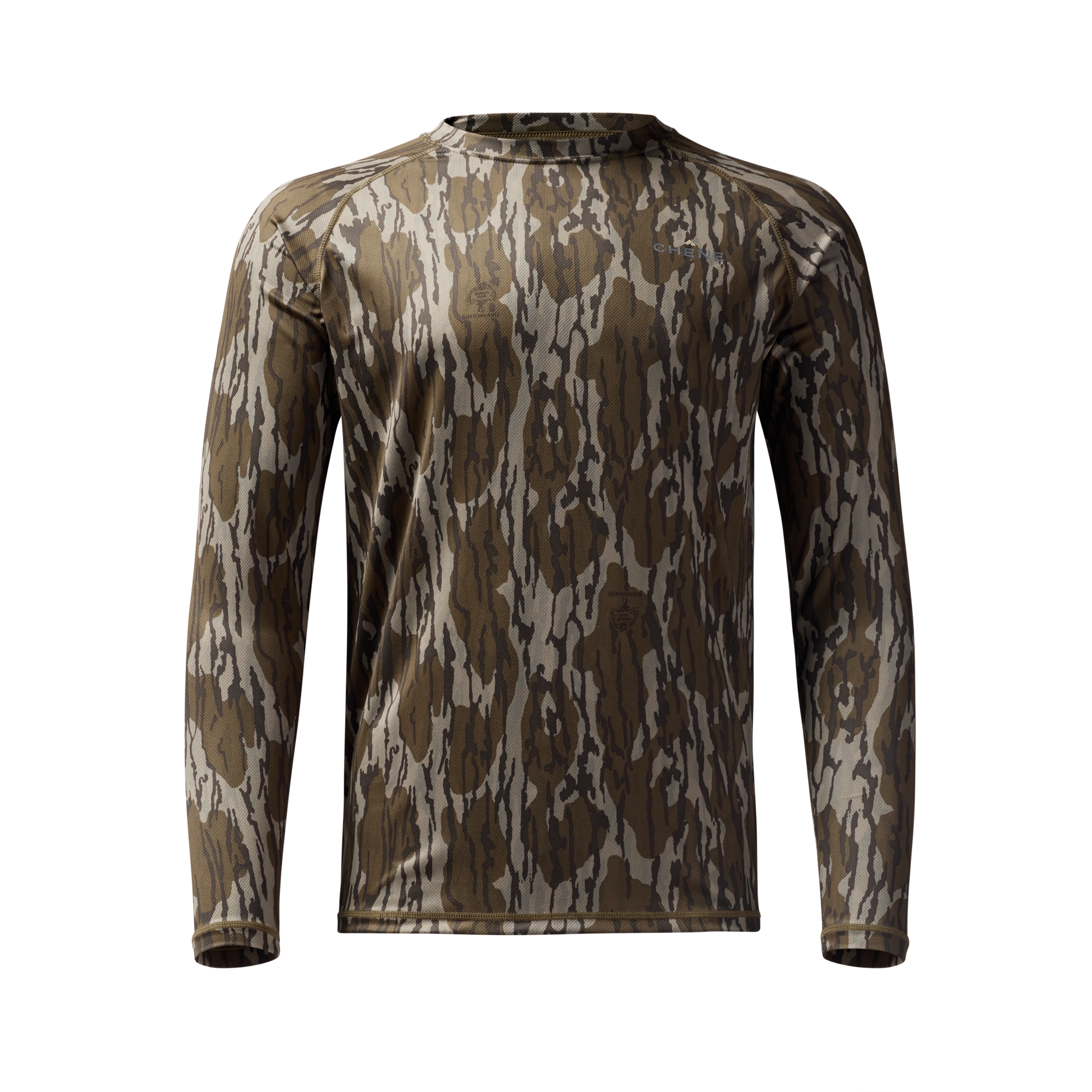 Vale 105 Synthetic Crew L/S in Mossy Oak Original Bottomland, front view #mossy_oak_original_bottomland