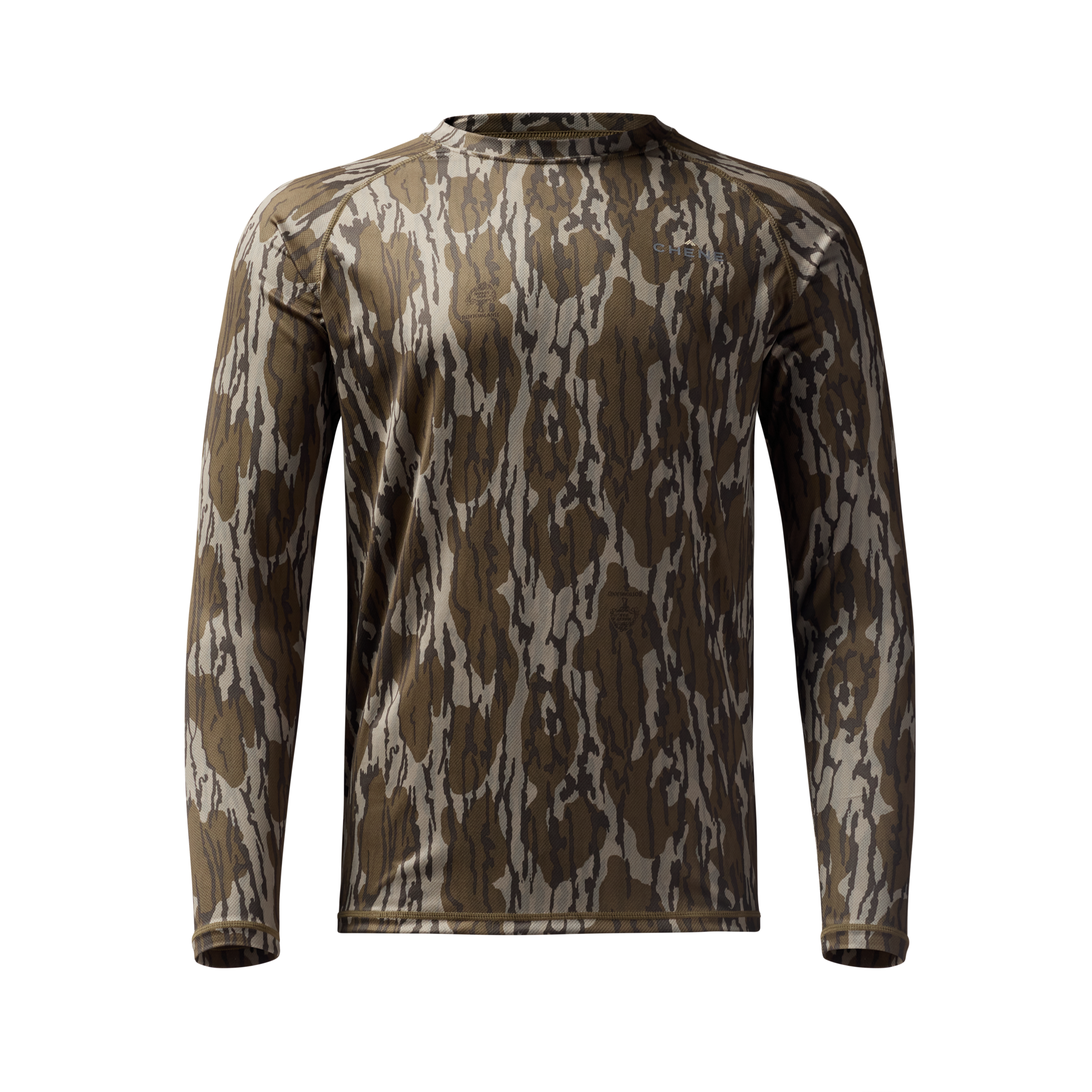Vale 105 Synthetic Crew L/S in Mossy Oak Original Bottomland, front view #mossy_oak_original_bottomland