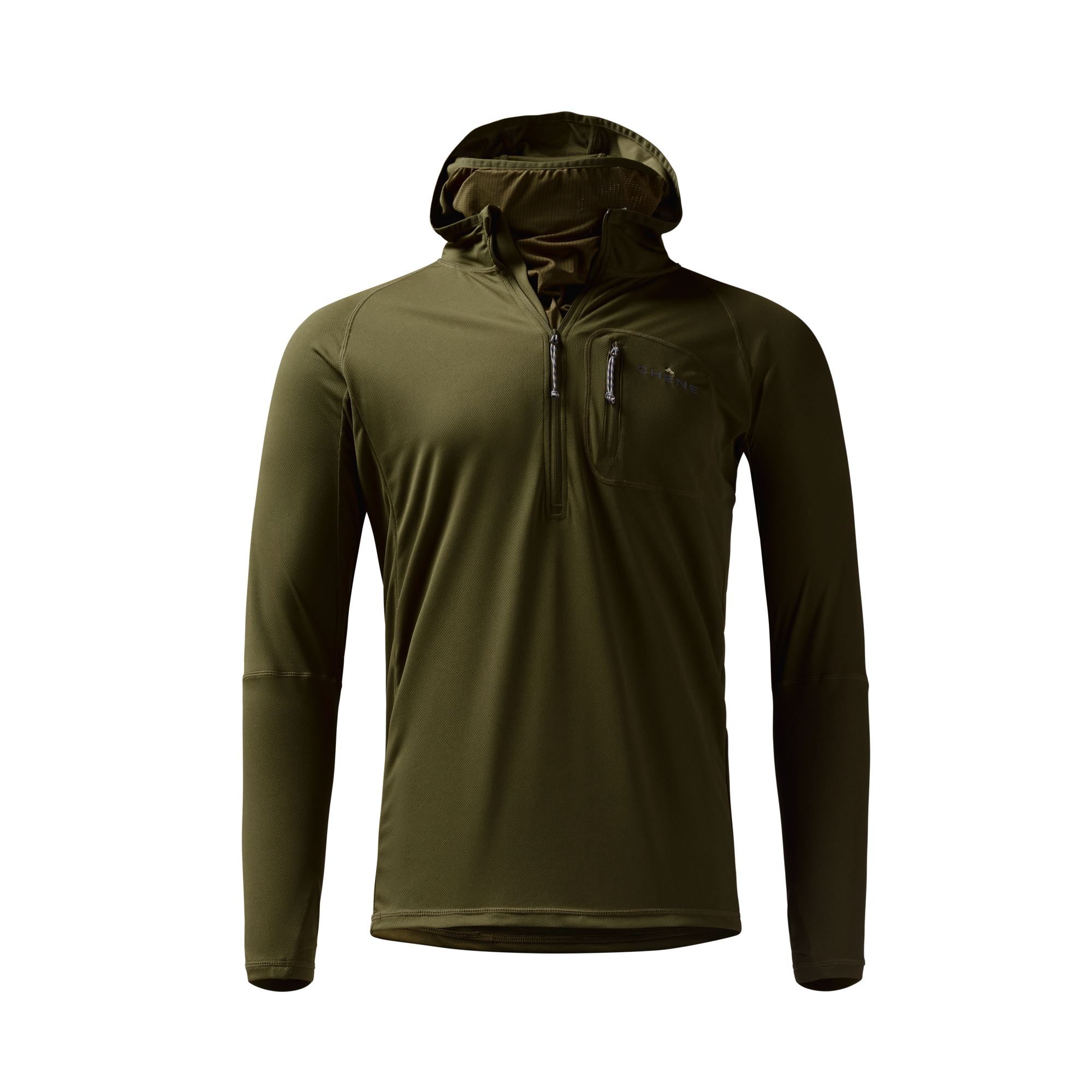Vale 105 Synthetic Hoodie in Dark Olive, front view #dark_olive