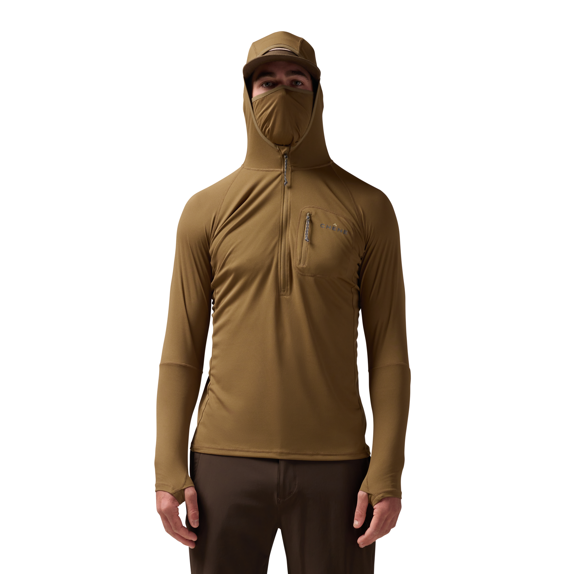Vale 105 Synthetic Hoodie in Field Khaki, on model #field_khaki