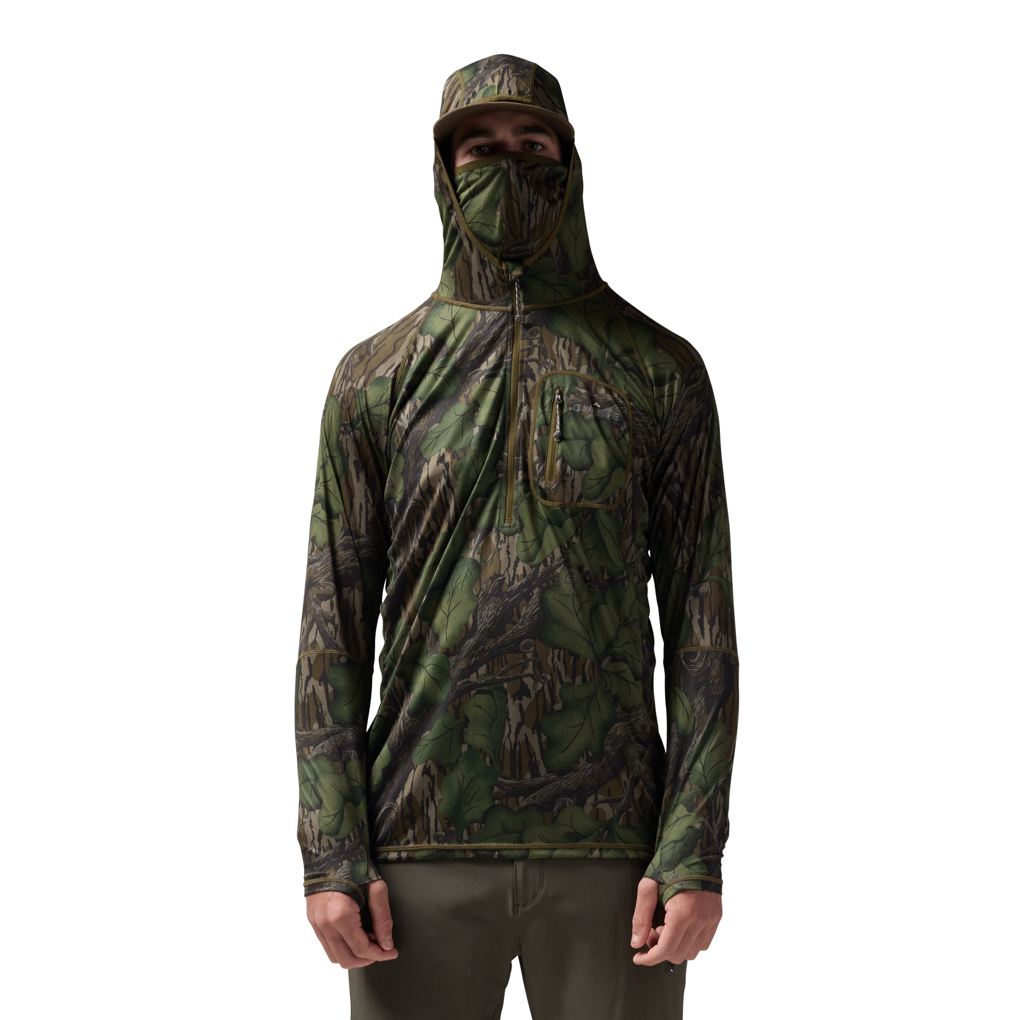 Vale 105 Synthetic Hoodie in Mossy Oak Full Foliage, on model #mossy_oak_full_foliage