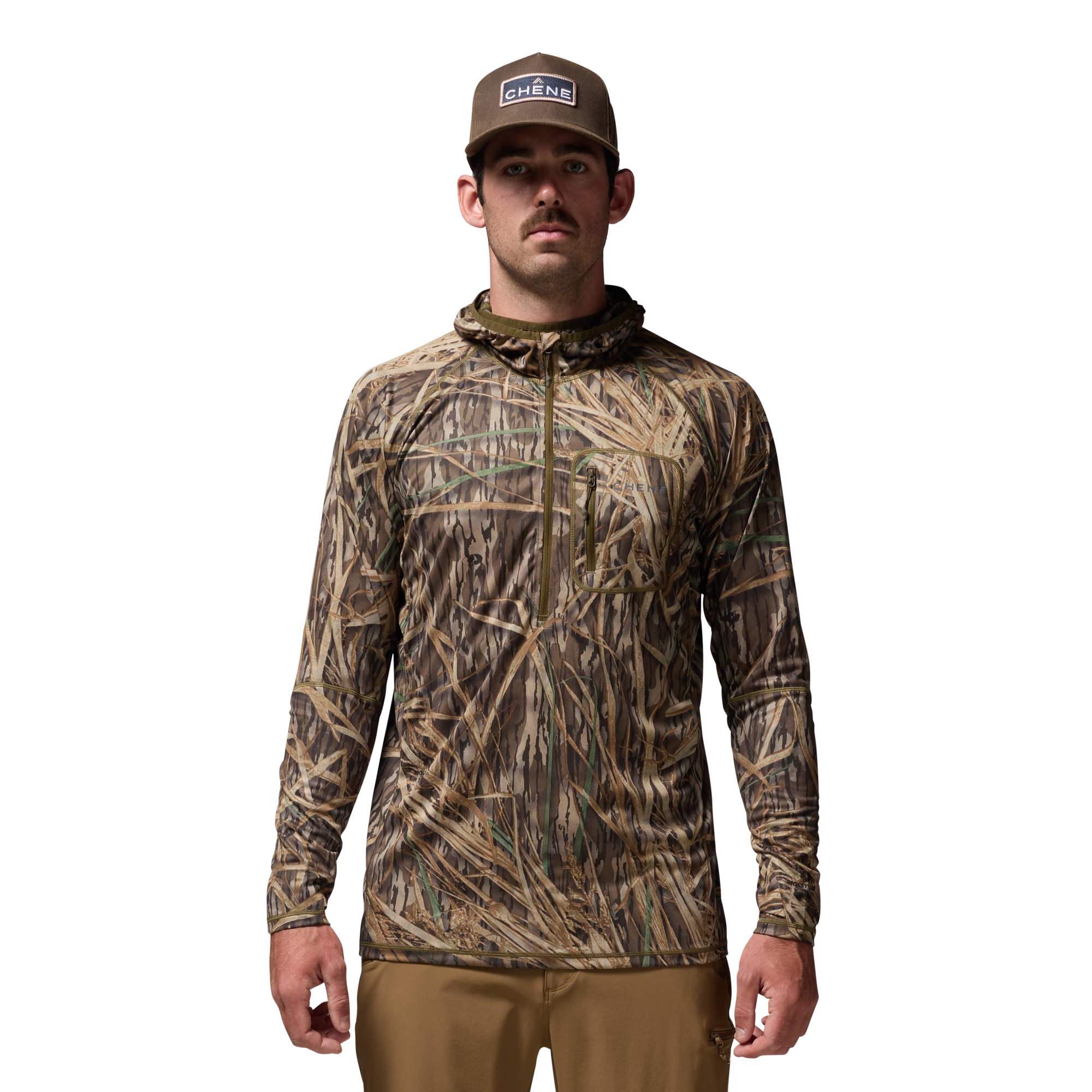 Vale 105 Synthetic Hoodie in Mossy Oak Original Shadow Grass, on model #mossy_oak_original_shadow_grass