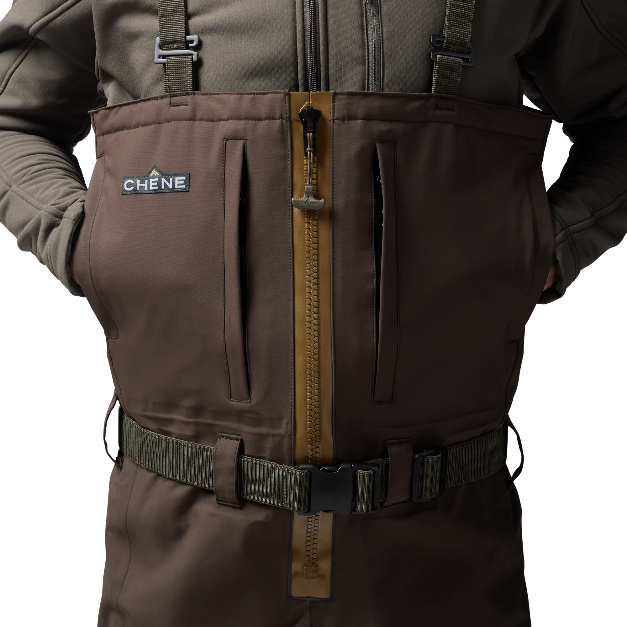 Brown 2S Wader in Brown, on model #brown