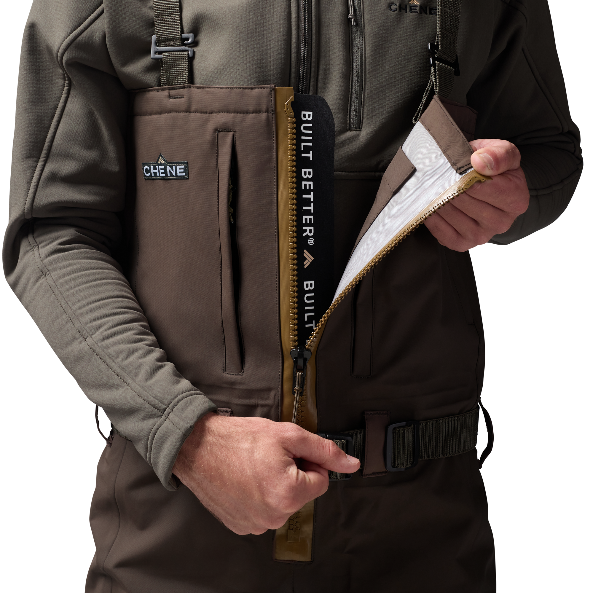 Brown 2S Wader in Brown, on model #brown