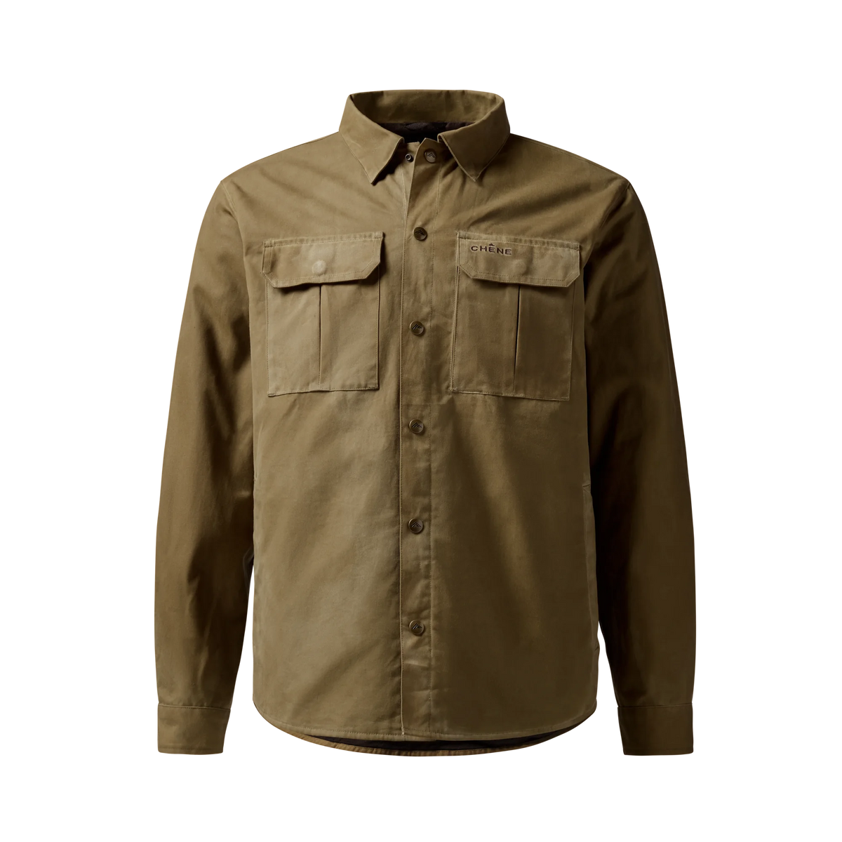 Founder's Reserve Waxed Jac-Shirt in Field Khaki, front view #field_khaki