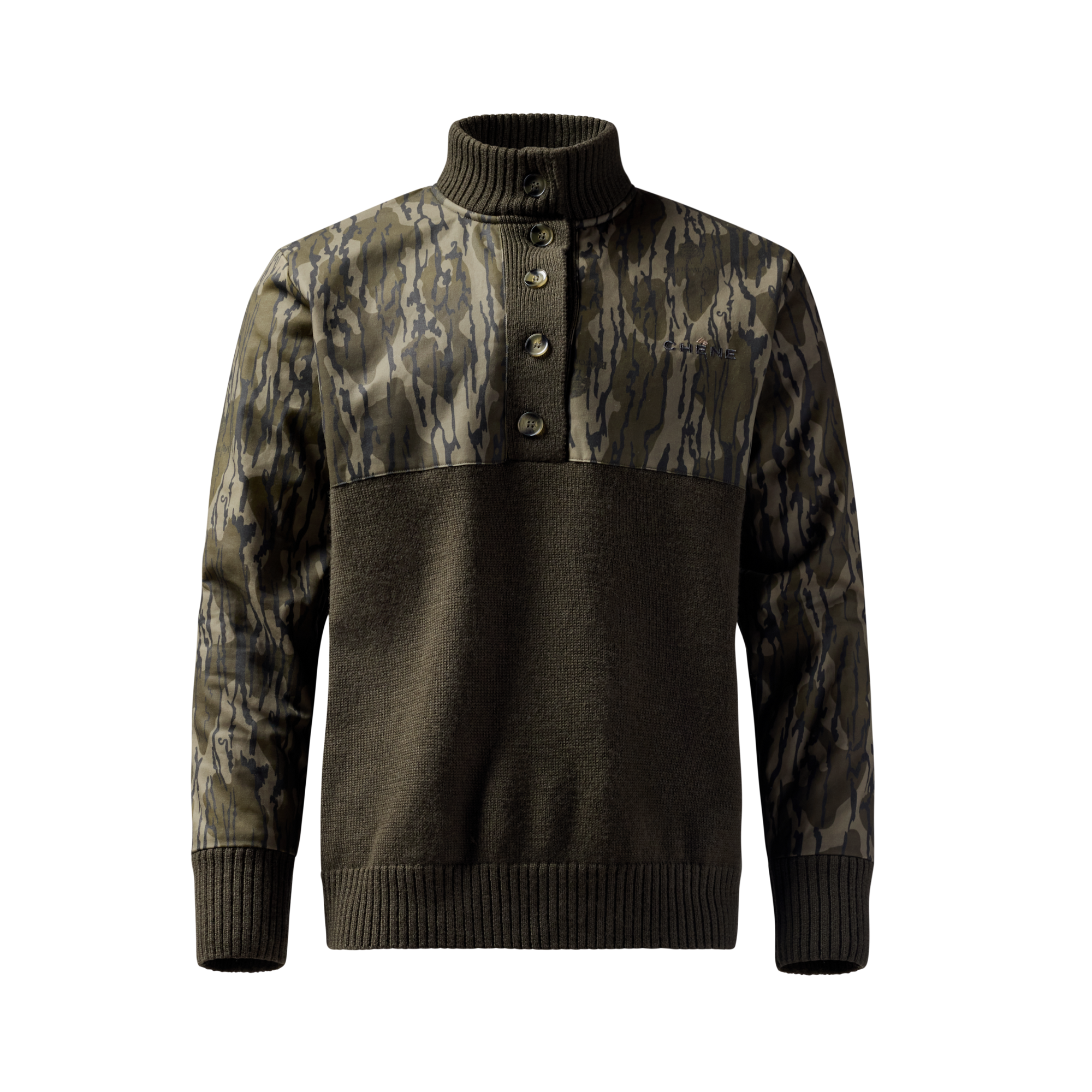 Waxed Canvas Sweater in Mossy Oak Original Bottomland, front view #mossy_oak_original_bottomland