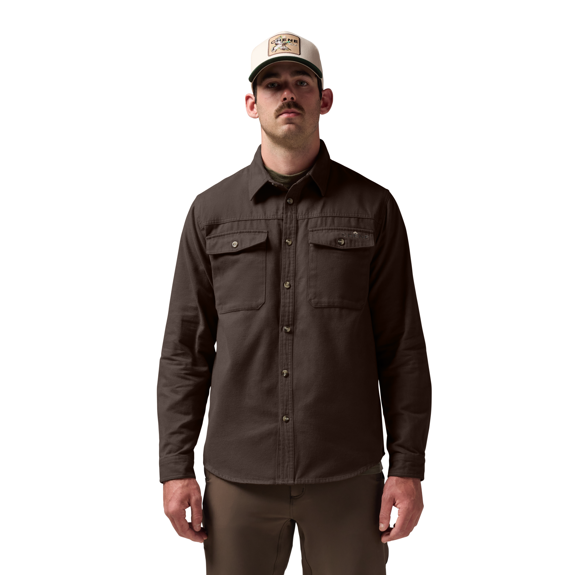 Waterfowler Moleskin Shirt in Brown, on model #brown