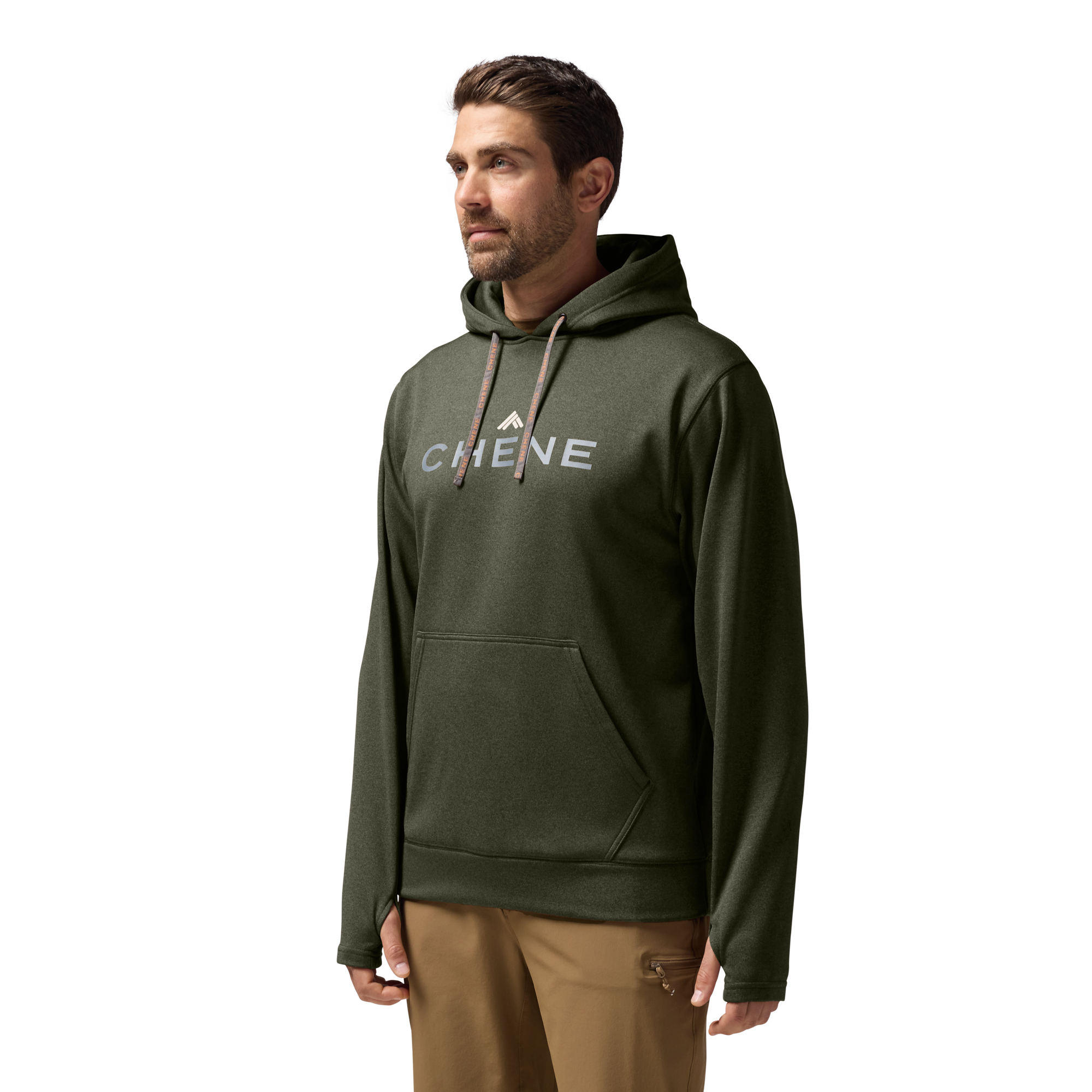 Performance Hoodie in Heather Cypress, on model #heather_cypress