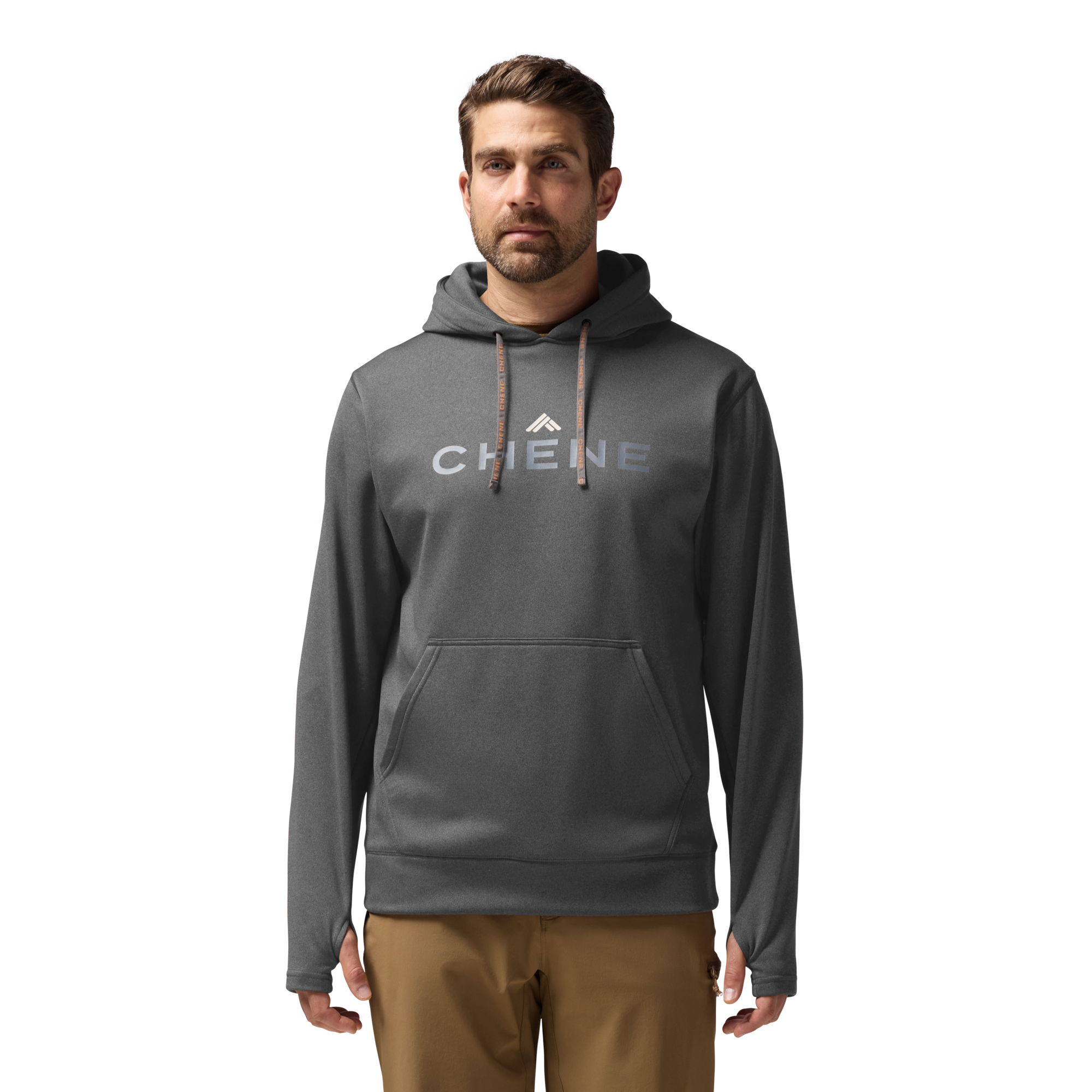 Performance Hoodie in Heather Gray, on model #heather_gray