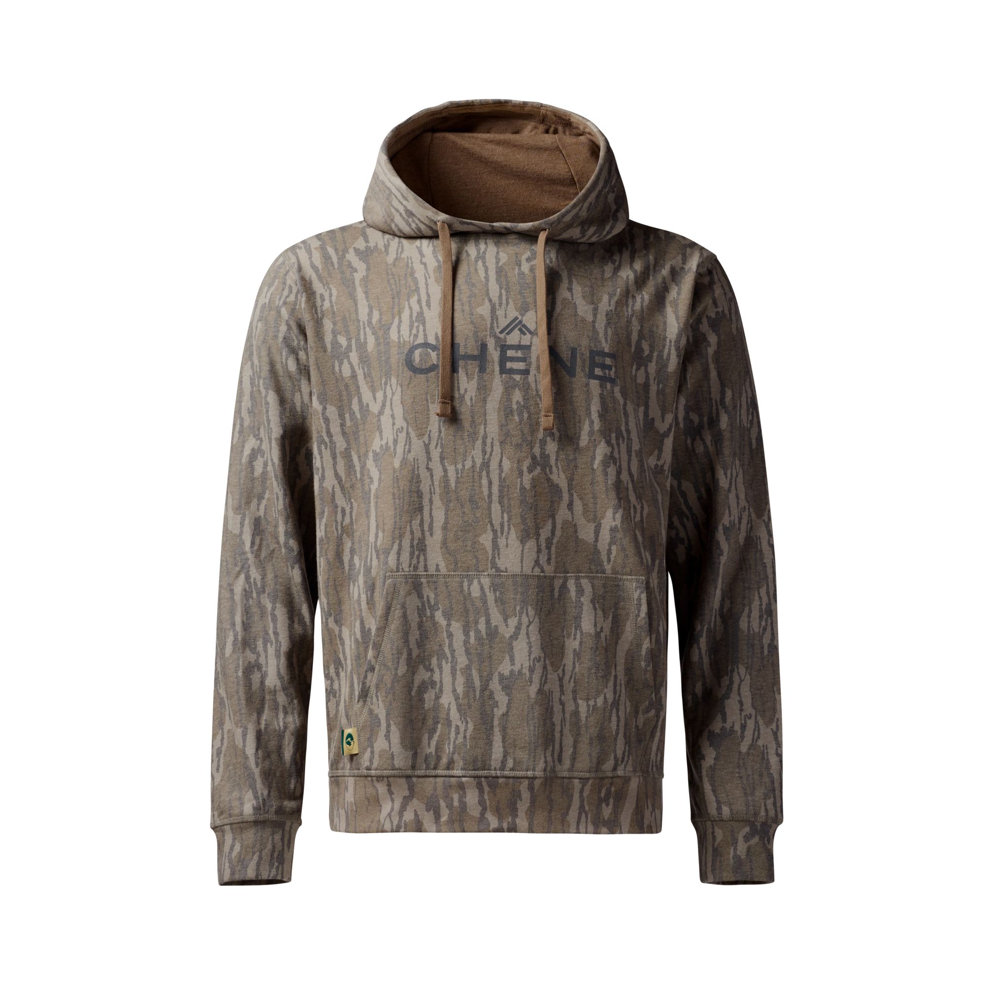 Washed Out Camo Logo Hoodie in Mossy Oak Original Bottomland, front view #mossy_oak_original_bottomland