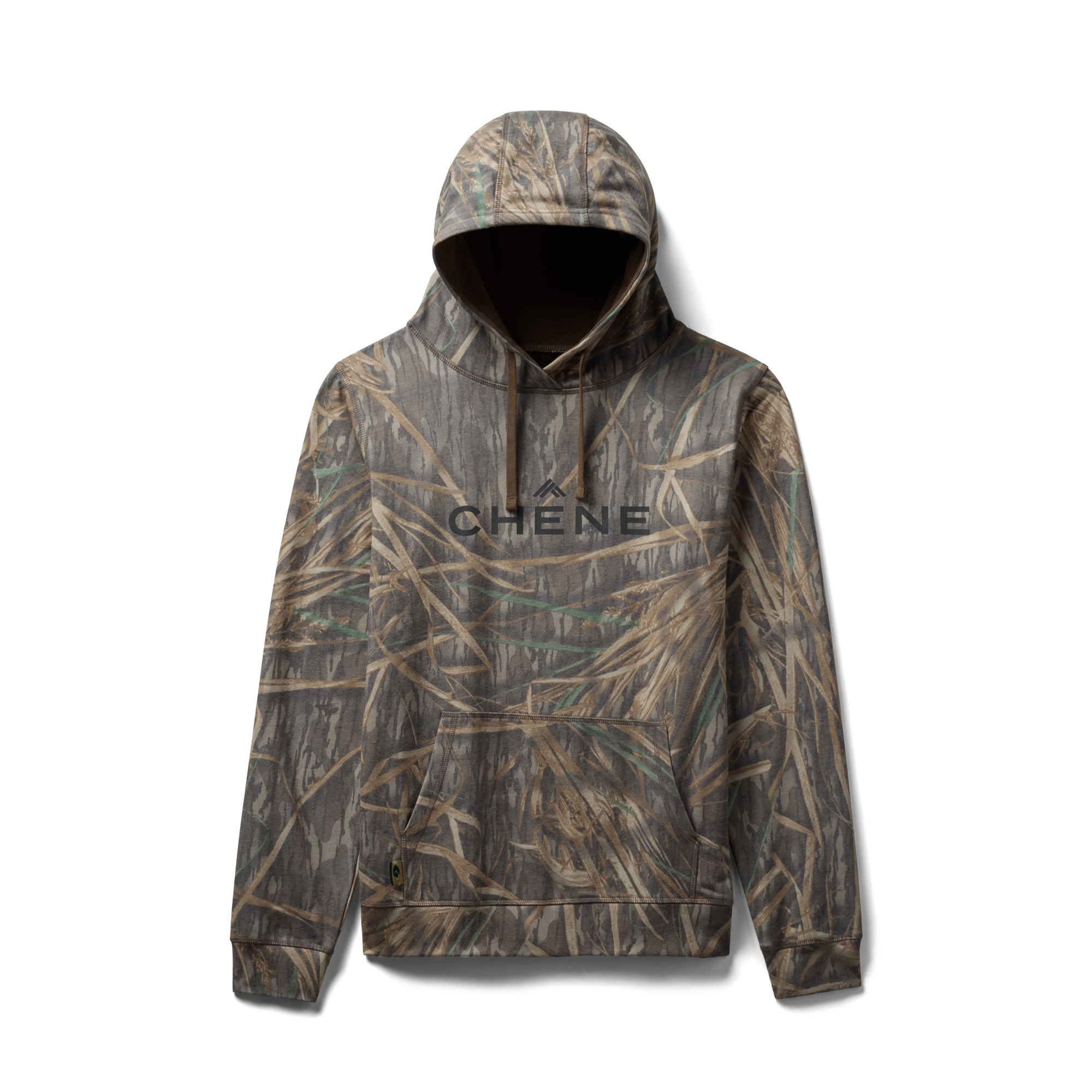 Washed Out Camo Logo Hoodie in Mossy Oak Original Shadow Grass, flat lay #mossy_oak_original_shadow_grass