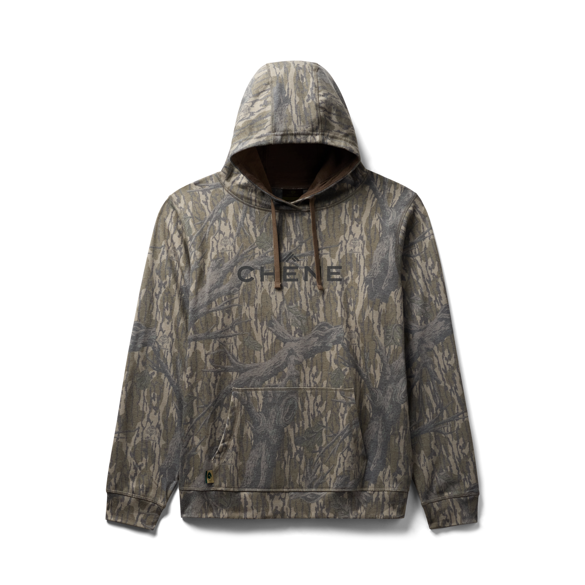 Washed Out Camo Logo Hoodie in Mossy Oak Original Treestand, flat lay #mossy_oak_original_treestand