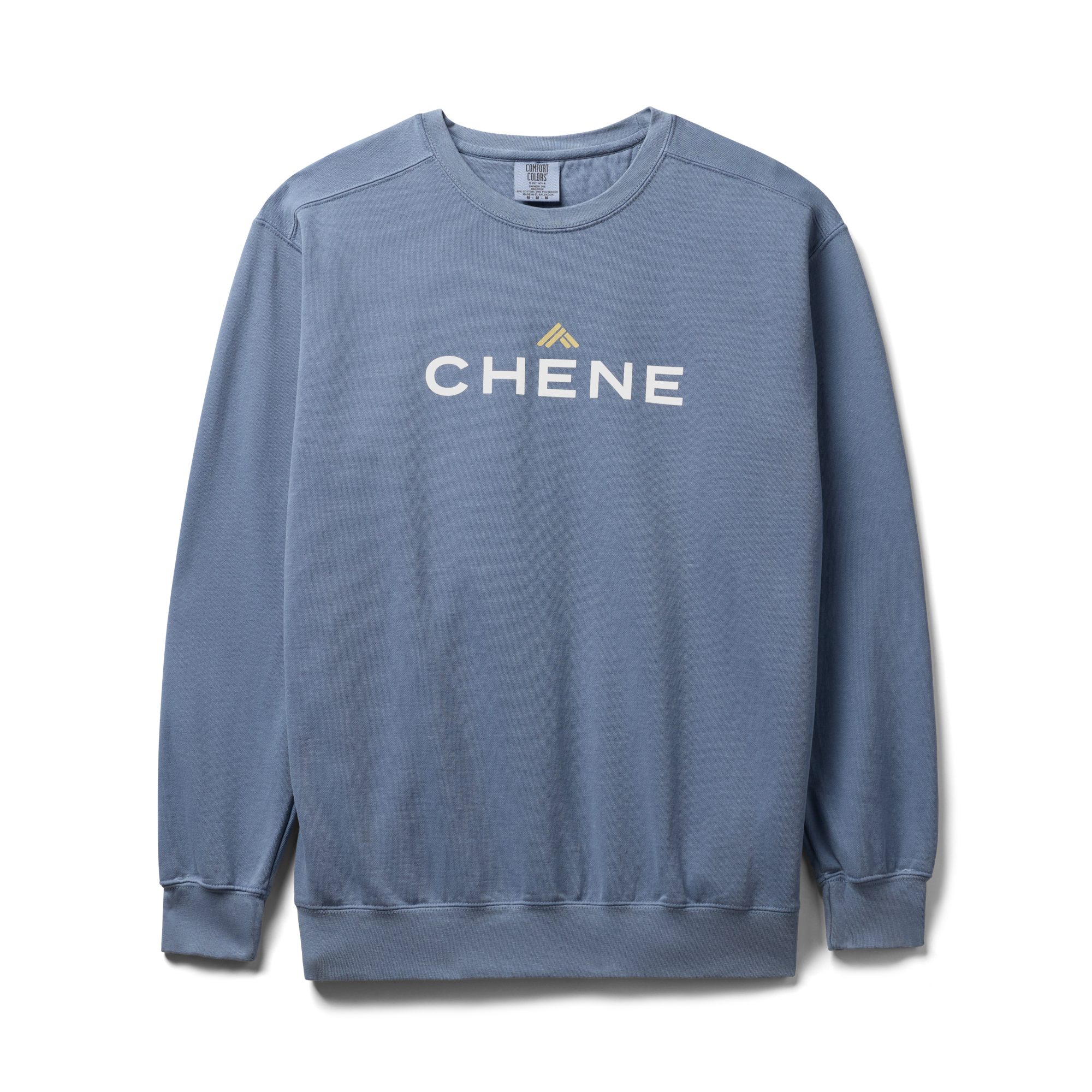 Comfort Colors Sweatshirt in Blue Jean, flat lay #blue_jean