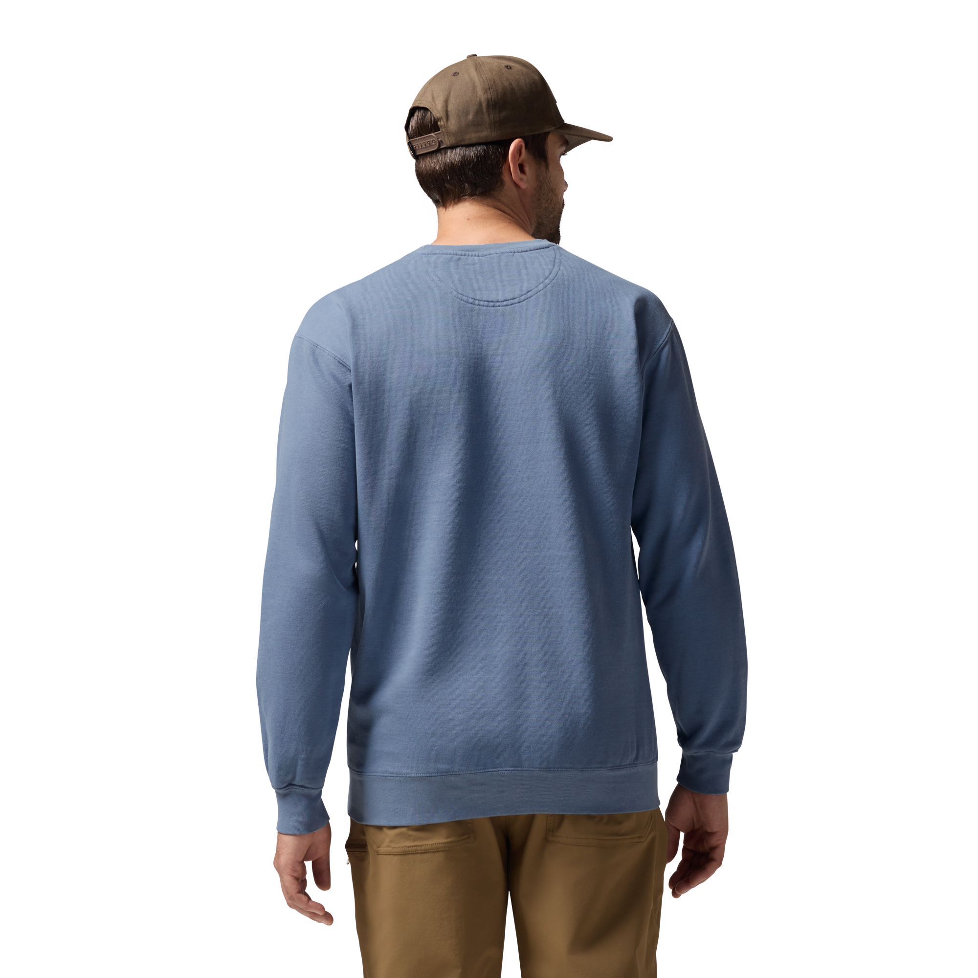 Comfort Colors Sweatshirt in Blue Jean, on model #blue_jean