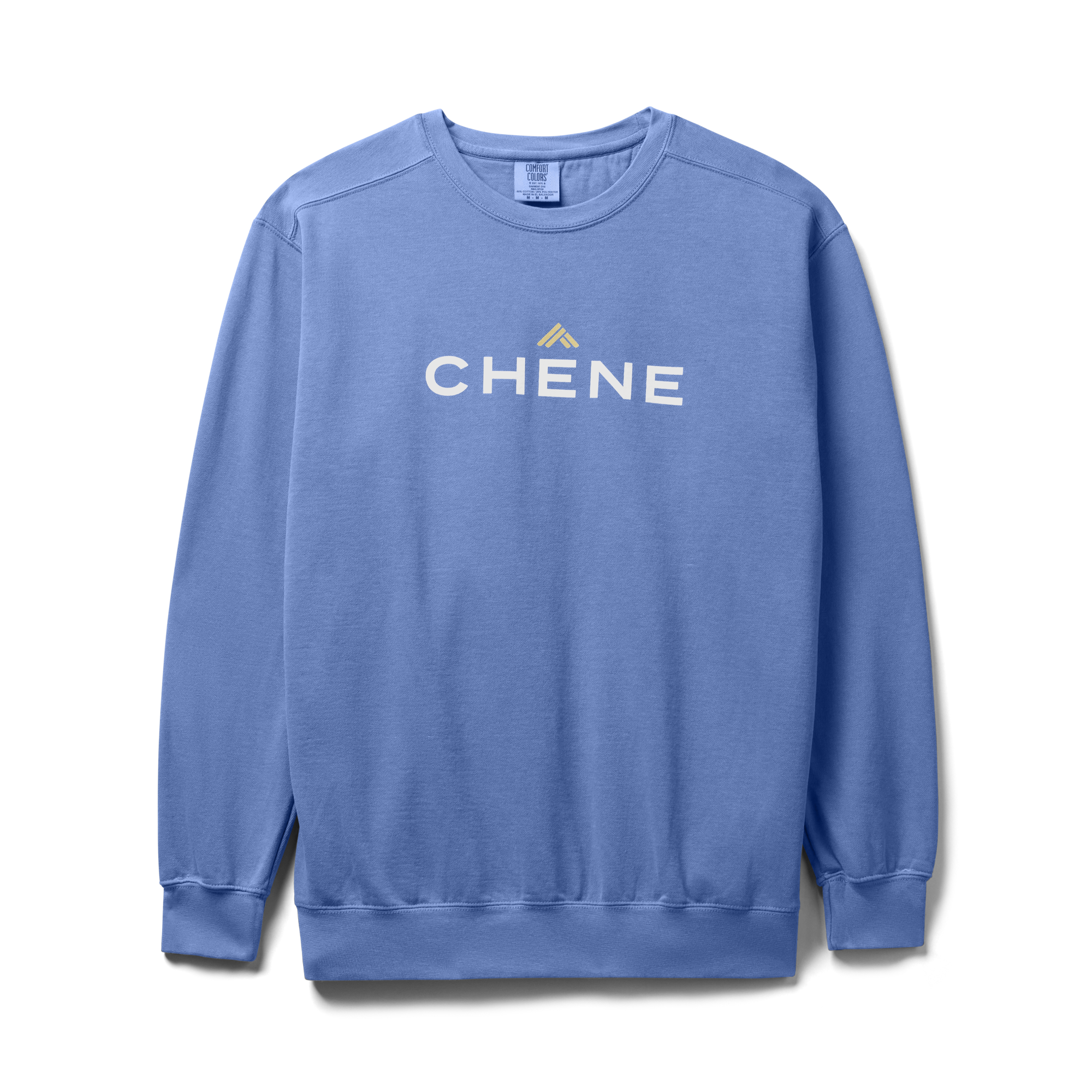 Comfort Colors Sweatshirt in Flo Blue, flat lay #flo_blue
