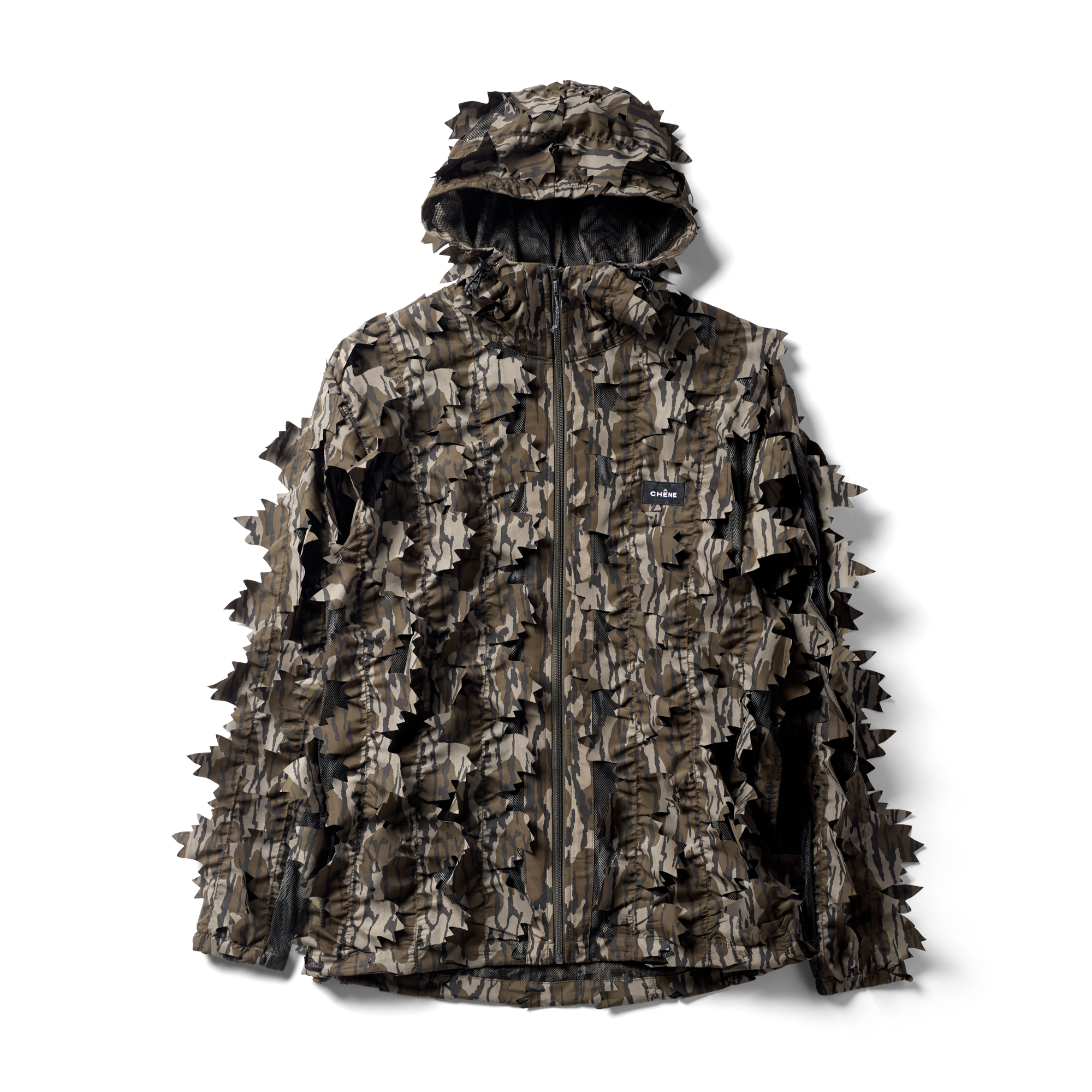 Deception Leafy Jacket in Mossy Oak Original Bottomland, flat lay #mossy_oak_original_bottomland