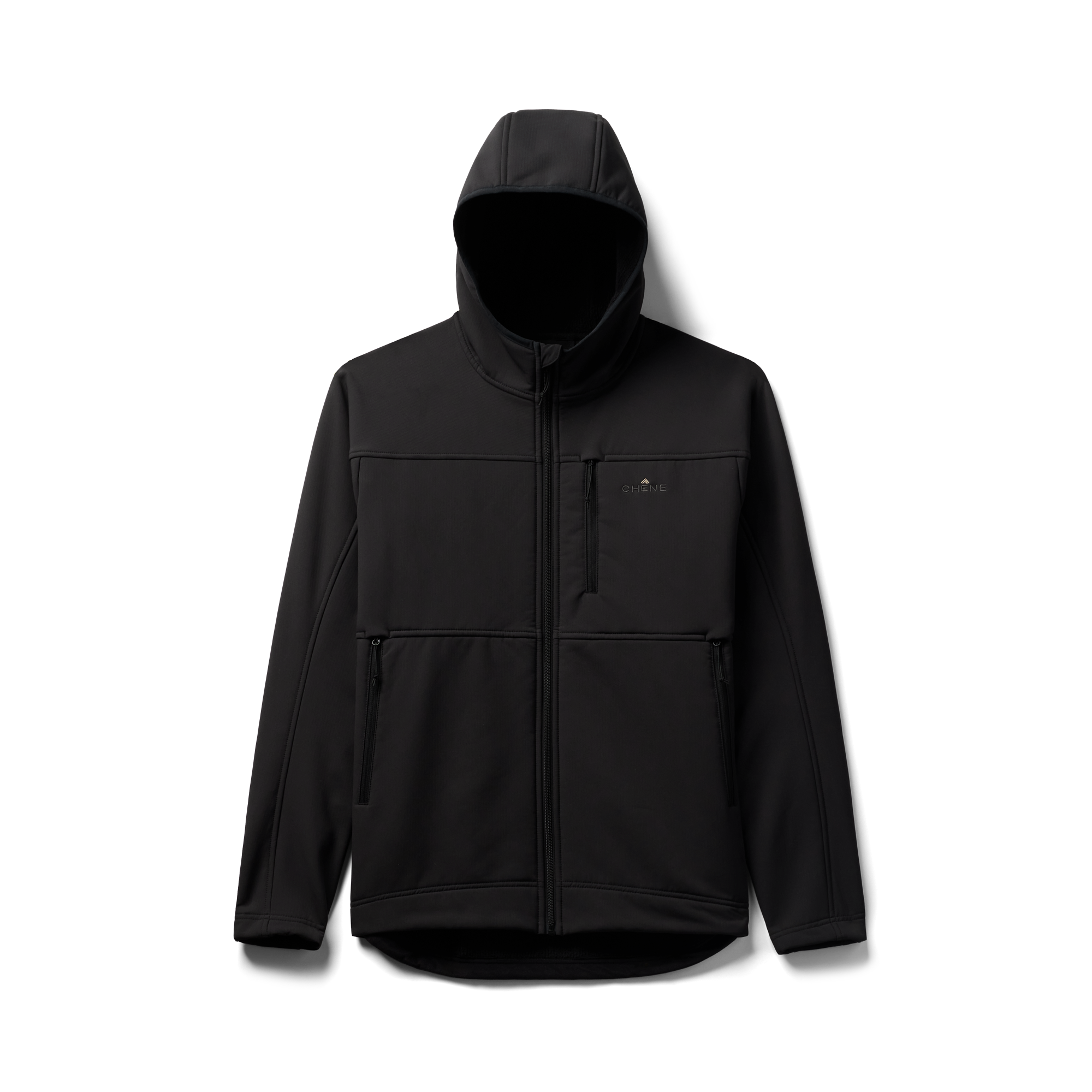 Forty Series Hooded Jacket in Black, flat lay #black
