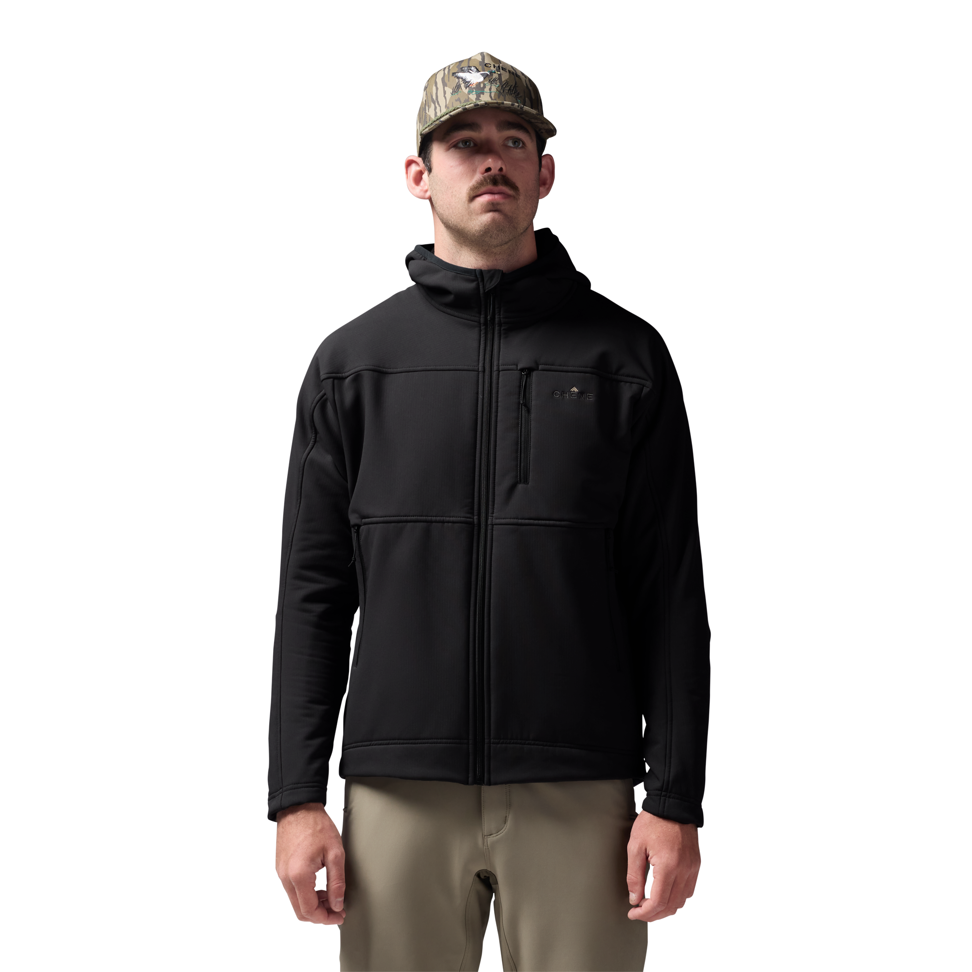 Forty Series Hooded Jacket in Black, on model #black