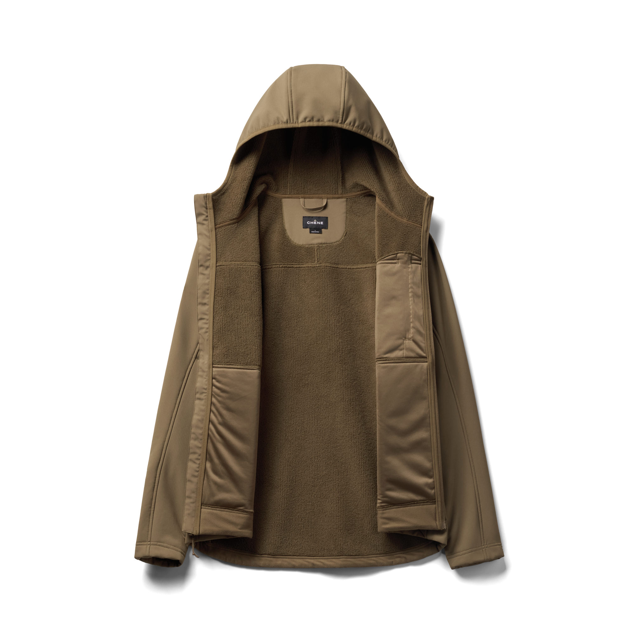 Forty Series Hooded Jacket in Field Khaki, flat lay #field_khaki