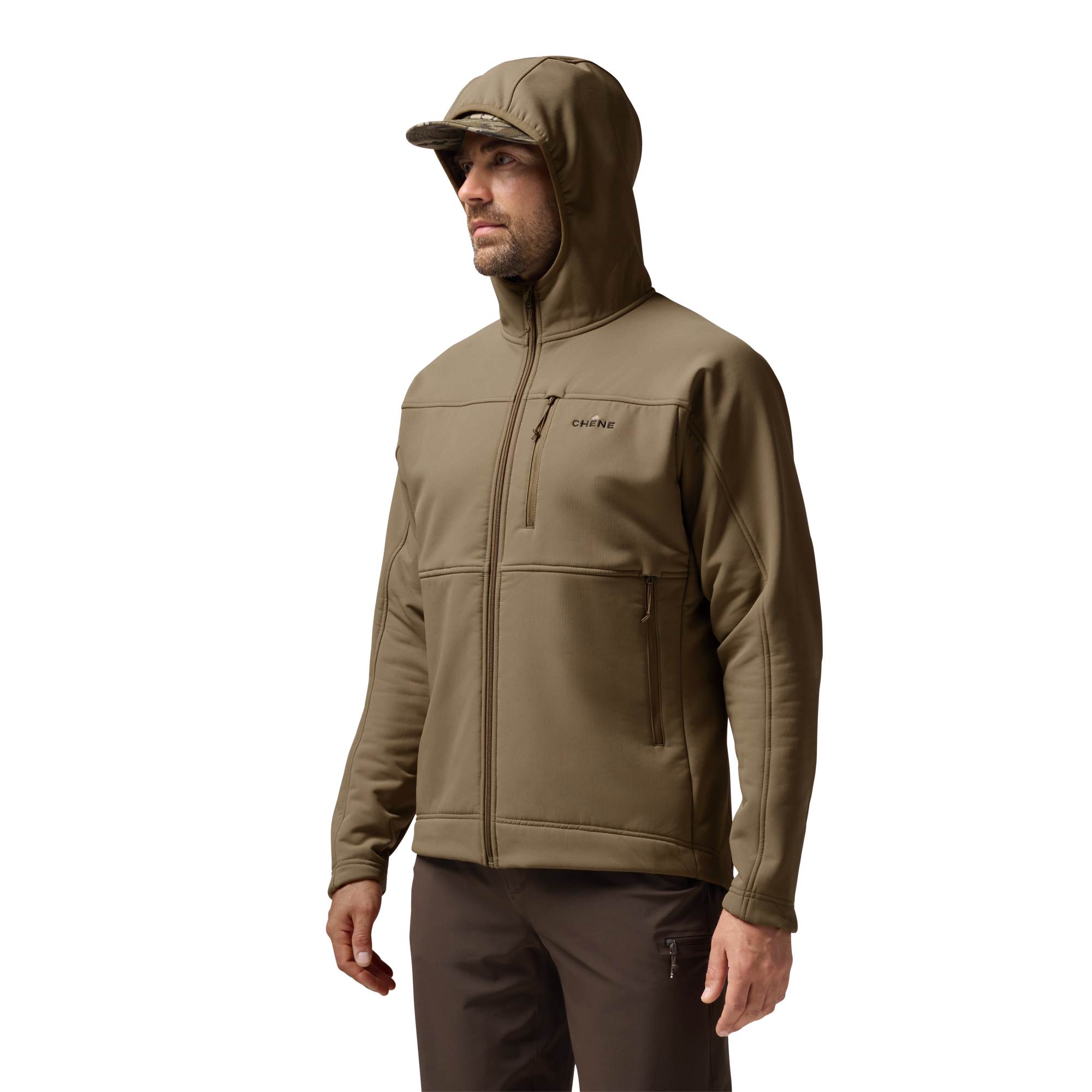 Forty Series Hooded Jacket in Field Khaki, on model #field_khaki