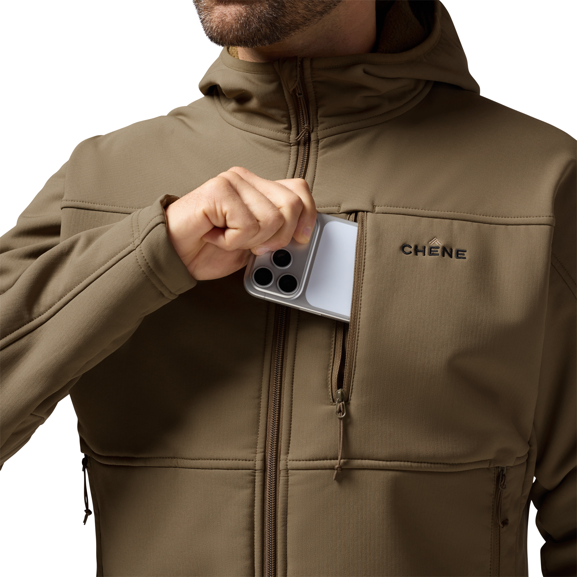 Forty Series Hooded Jacket in Field Khaki, on model #field_khaki