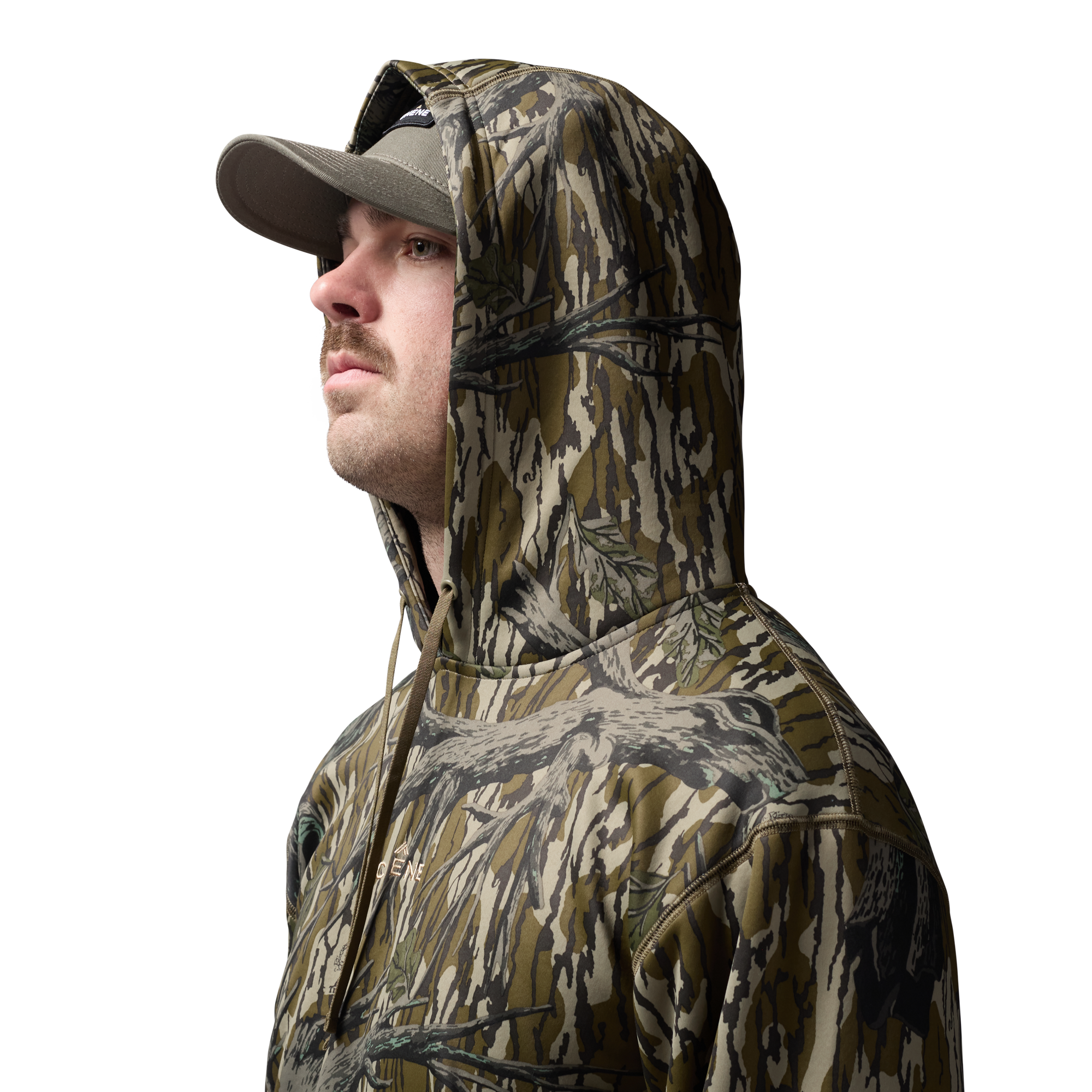 Crossover Hoodie in Mossy Oak Original Treestand, on model #mossy_oak_original_treestand