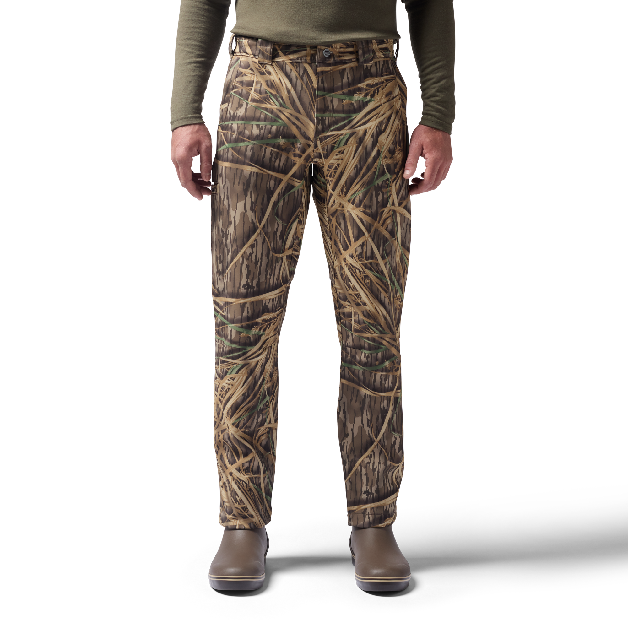Bonded Fleece Field Pant in Mossy Oak Original Shadow Grass, on model #mossy_oak_original_shadow_grass