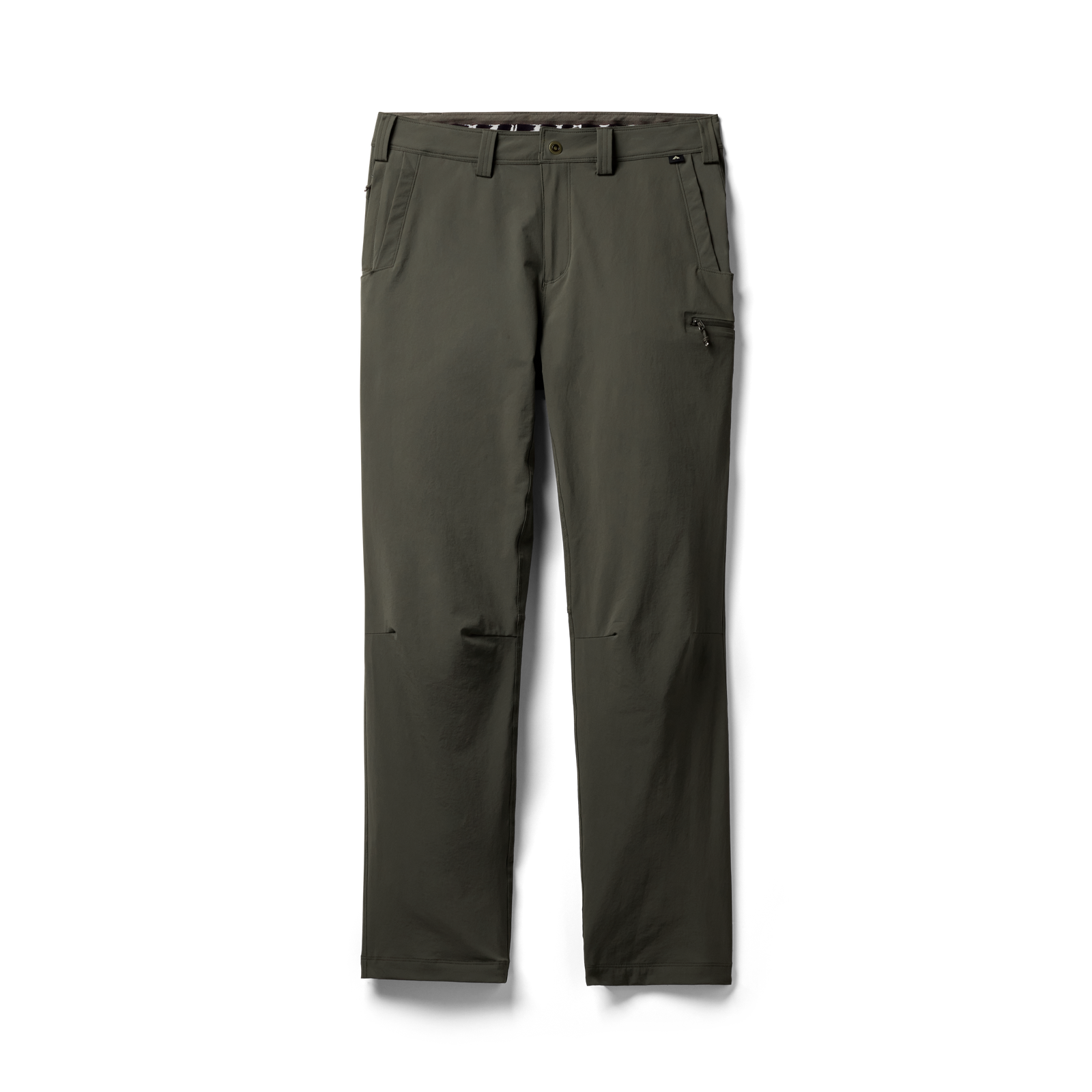 Laydown view of Scout Pant in cypress. #cypress