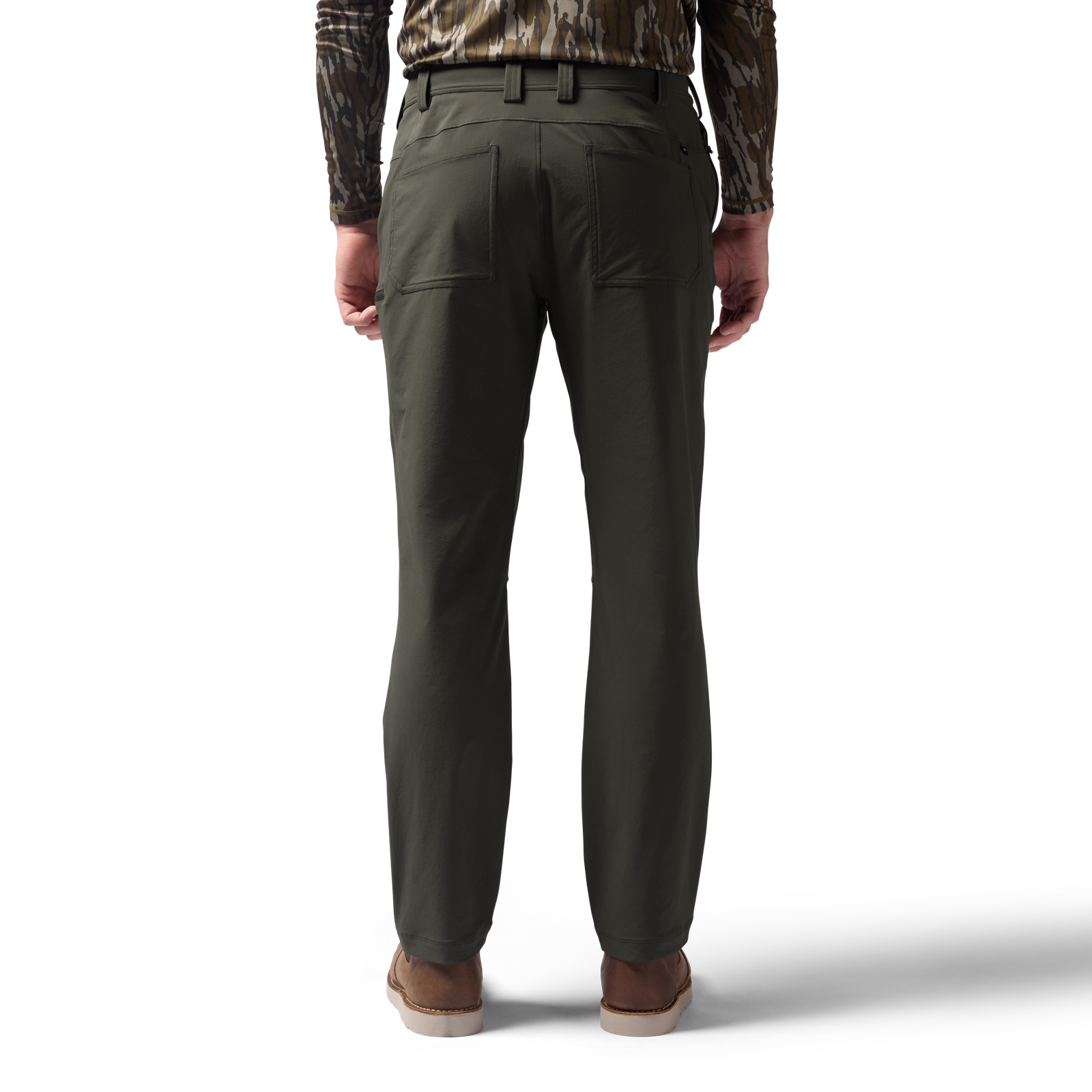 Back view of Scout Pant in cypress. #cypress