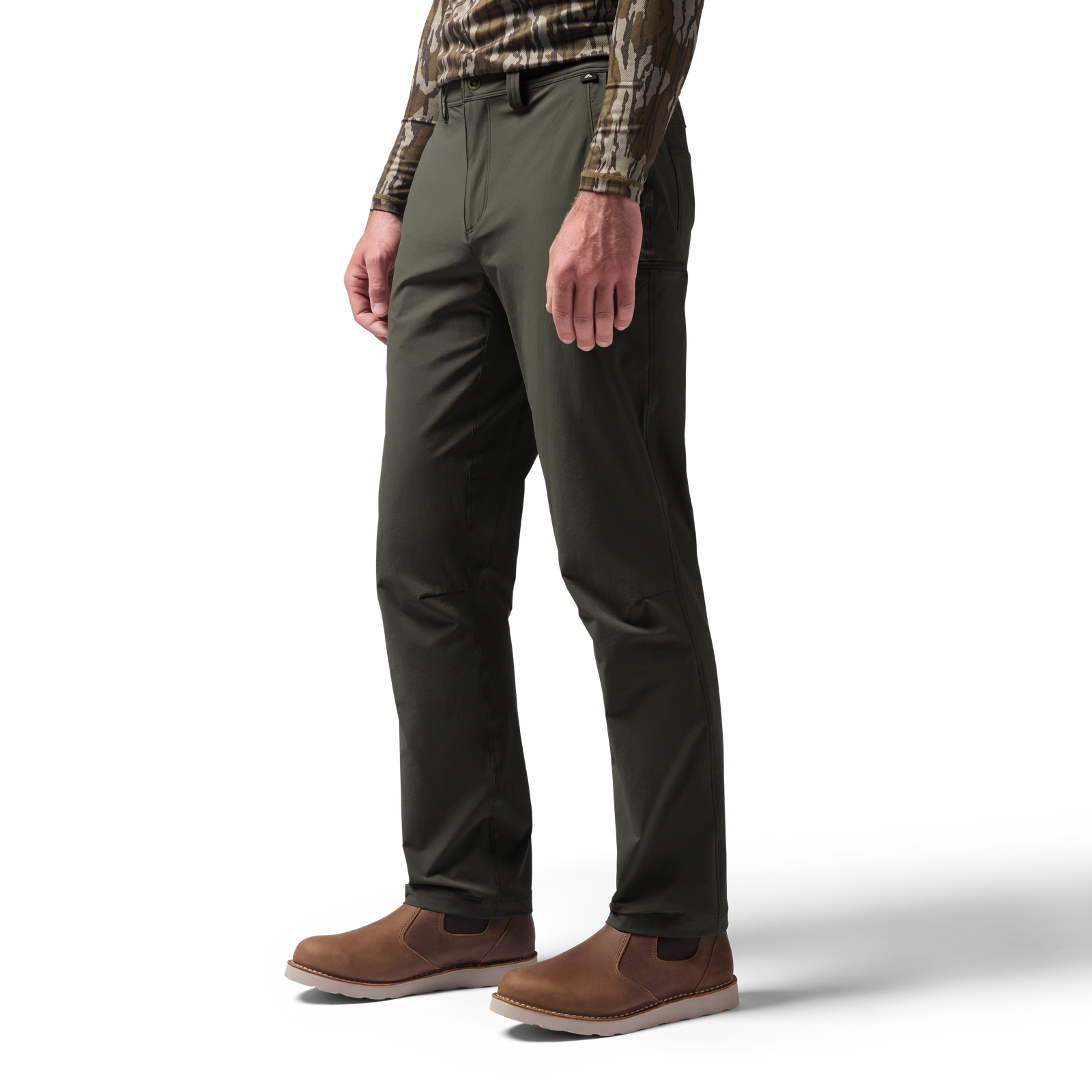 Side view of Scout Pant in cypress. #cypress