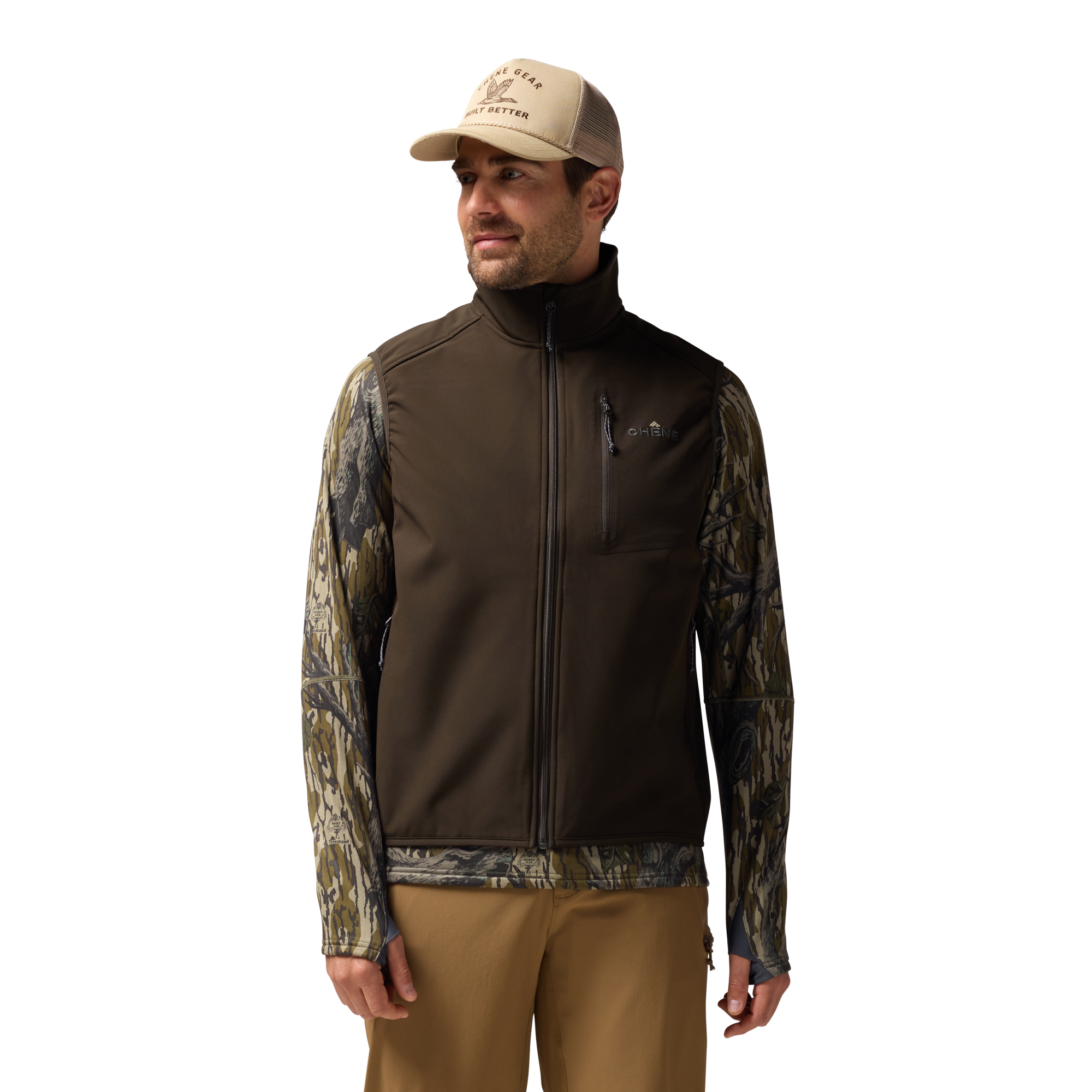 Scout Vest in Brown, on model #brown