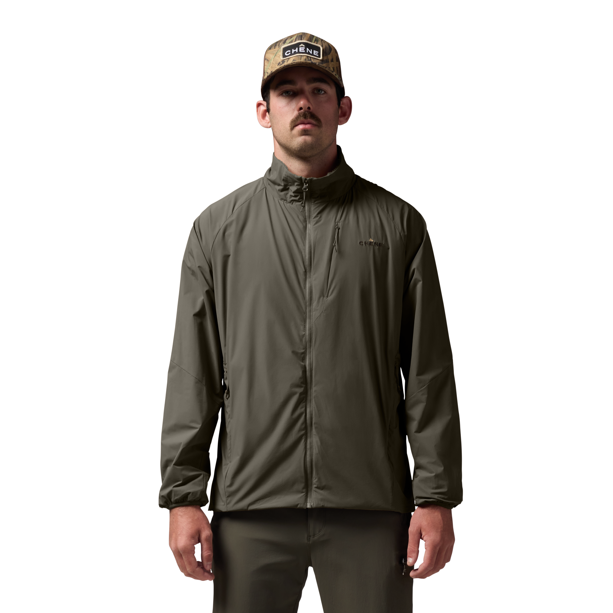 Flux Jacket in Cypress, on model #cypress