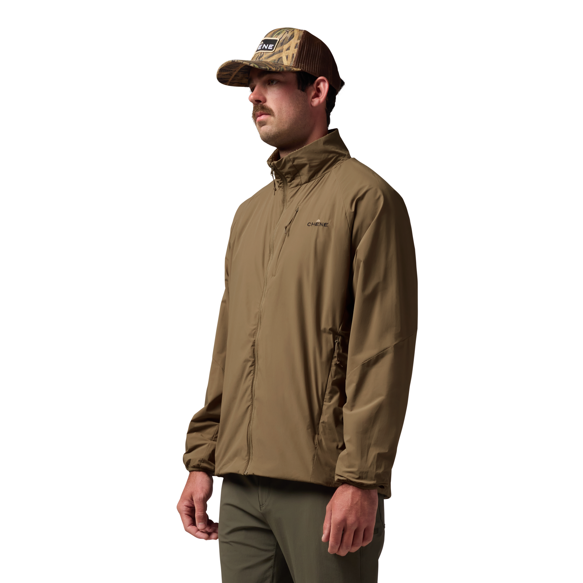 Flux Jacket in Field Khaki, on model #field_khaki