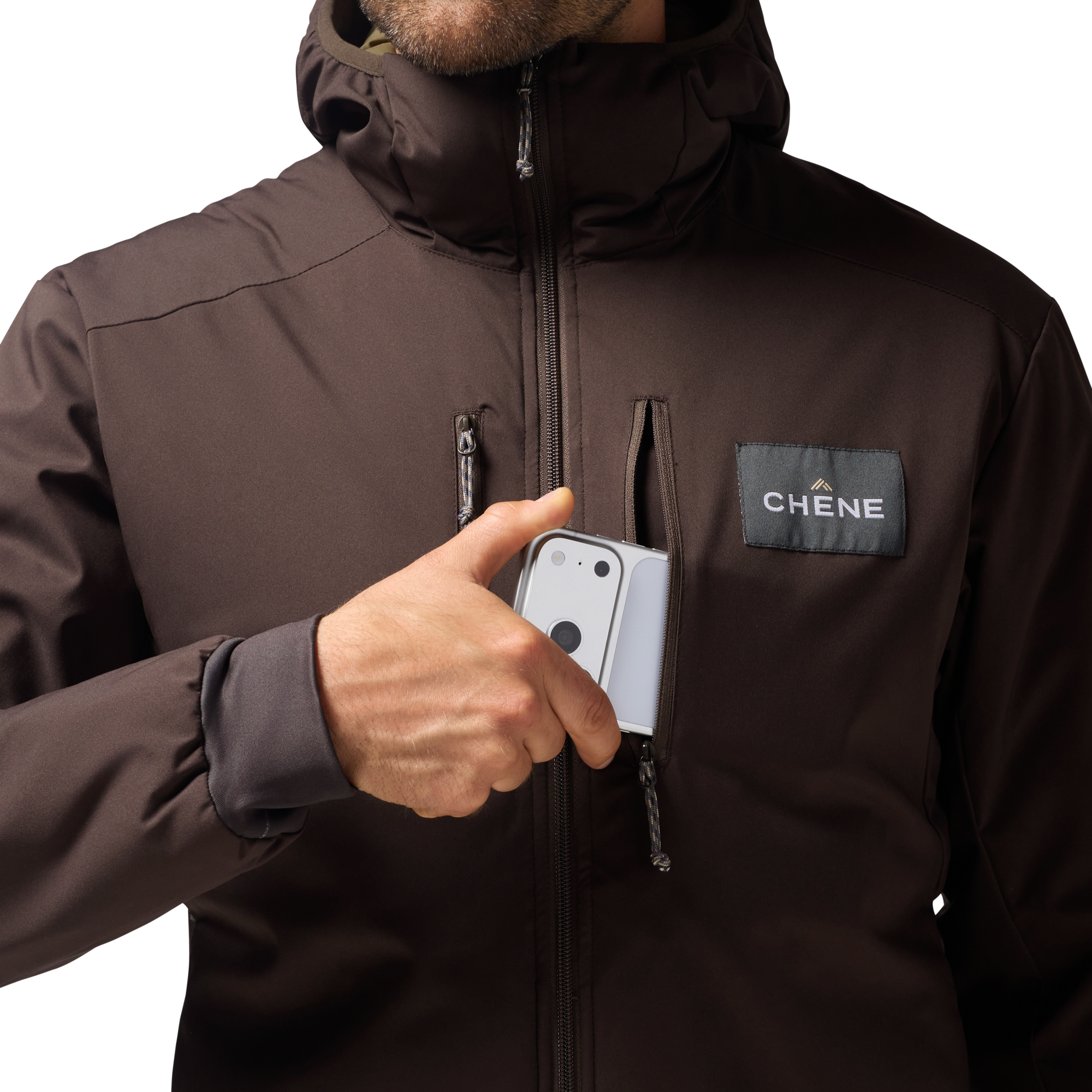 Flyweigh Jacket in Brown, on model #brown