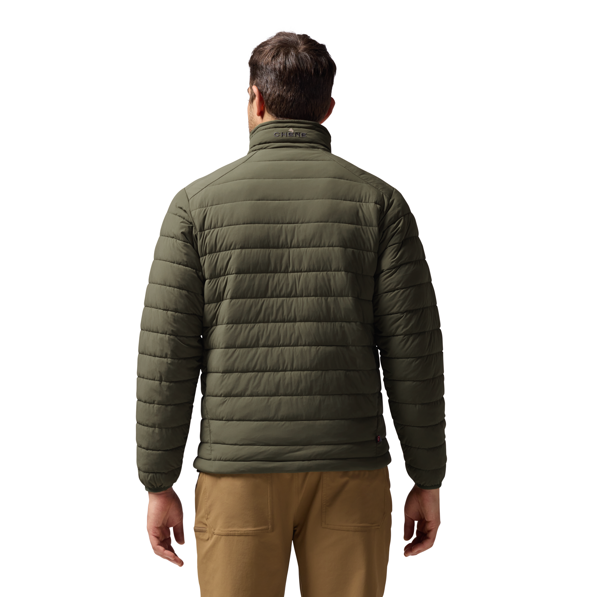 Camp Jacket in Olive, on model #olive