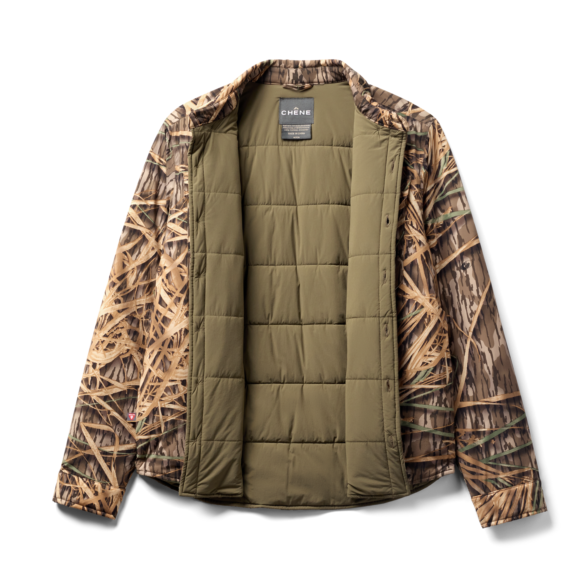 Flyweigh Jac-Shirt in Mossy Oak Original Shadow Grass, flat lay #mossy_oak_original_shadow_grass