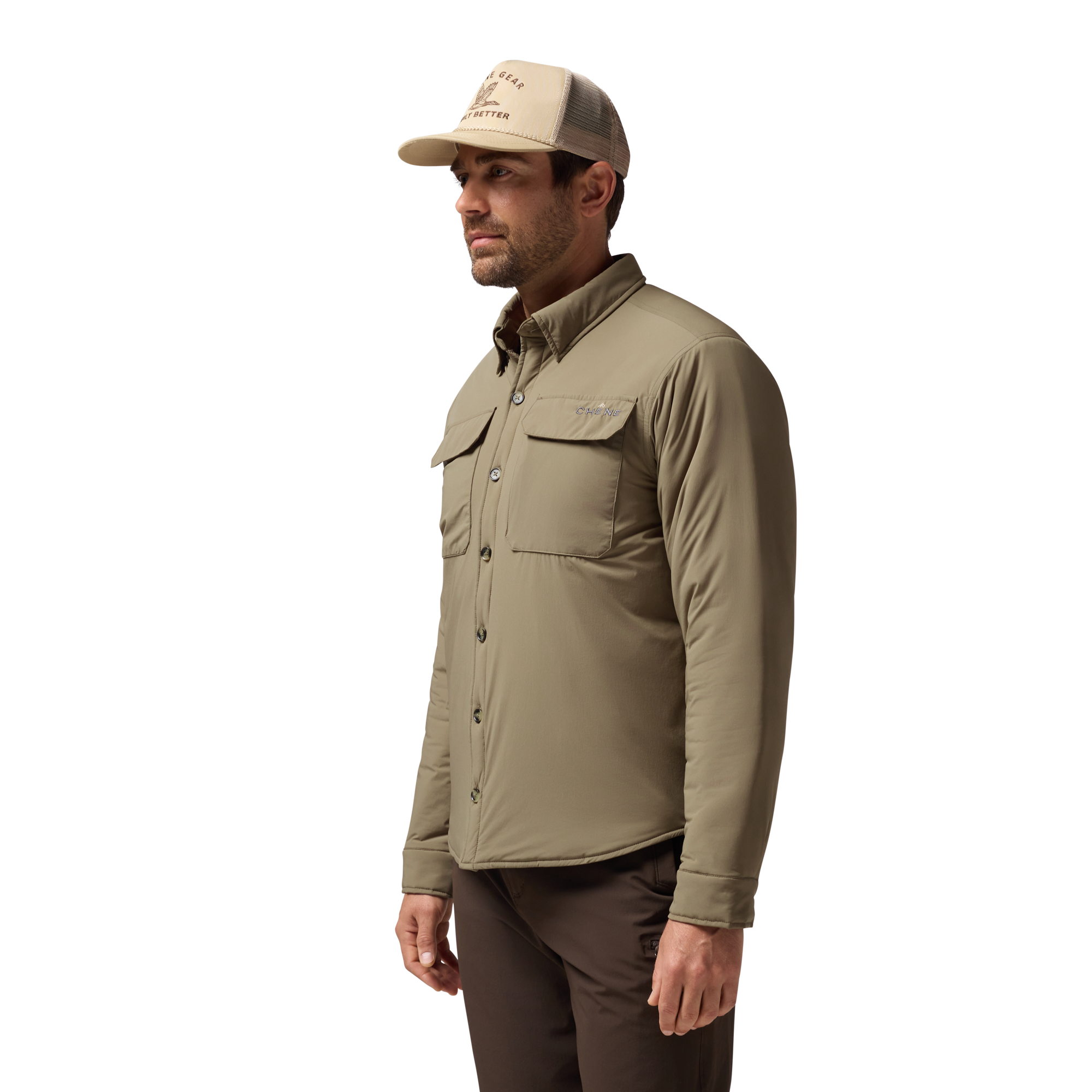 Flyweigh Jac-Shirt in Oak, on model #oak