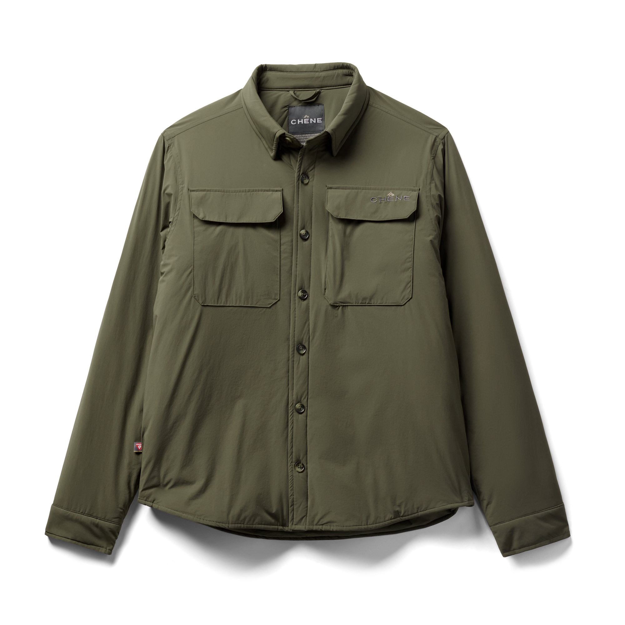 Flyweigh Jac-Shirt in Olive, flat lay #olive