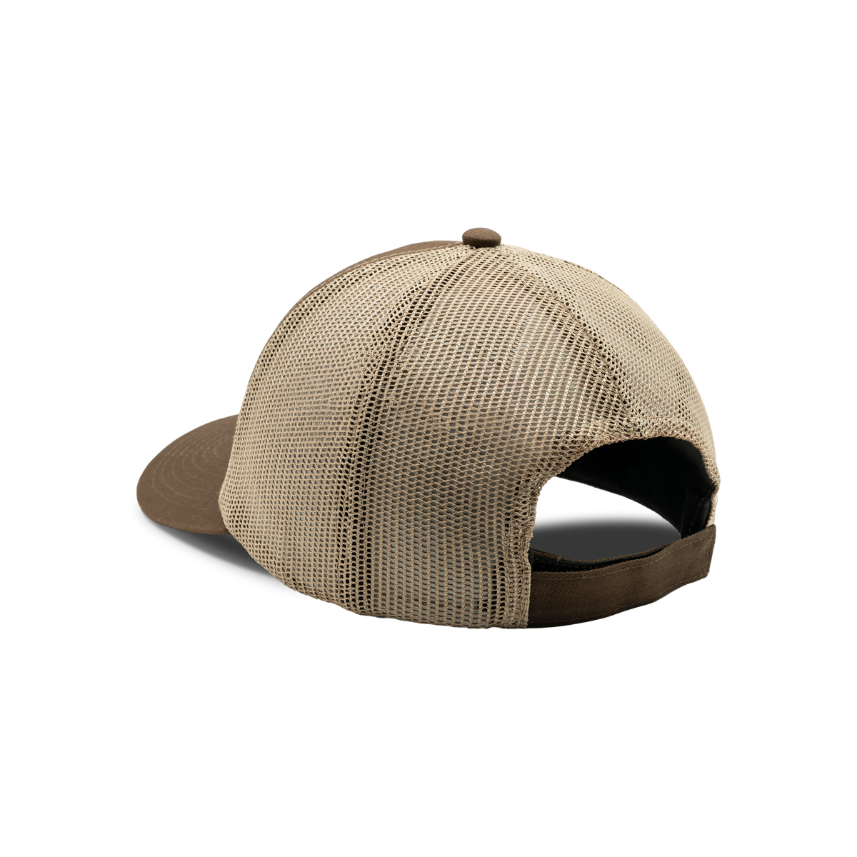 Embroidered Logo Mesh Back Cap in Brown / Khaki, back view #brown_/_khaki