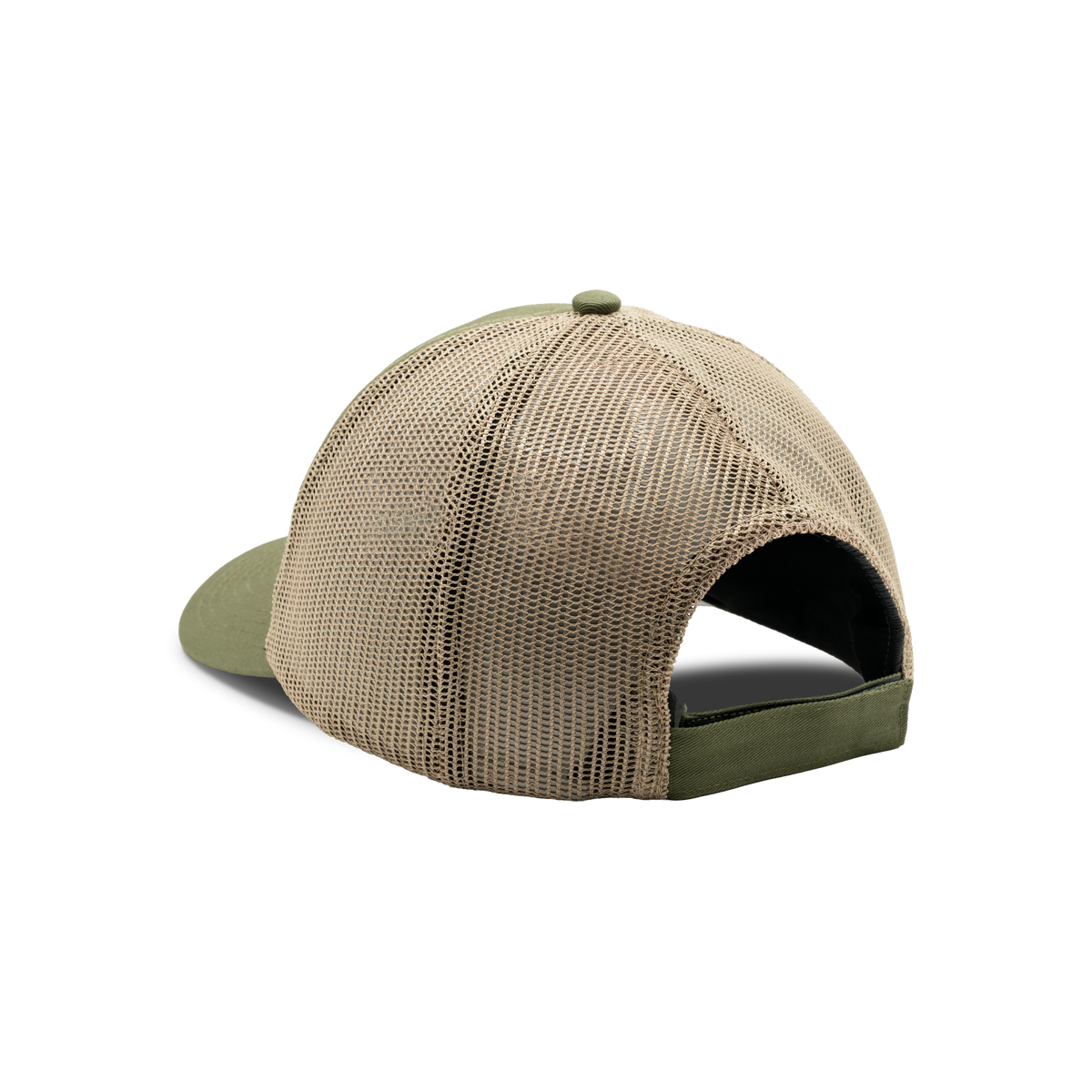 Embroidered Logo Mesh Back Cap in Olive / Khaki, back view #olive_/_khaki