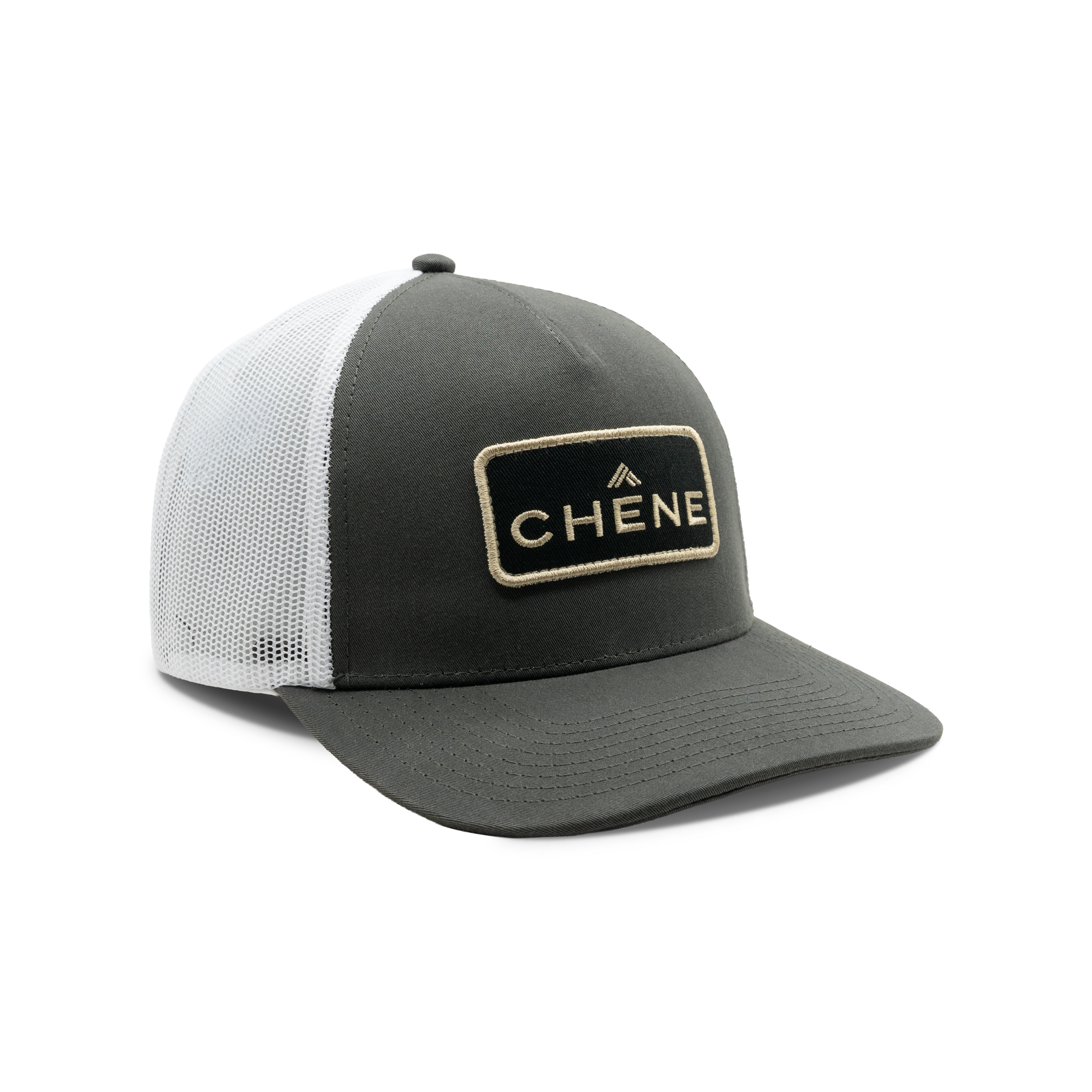 5-Panel Logo Patch Cap in Charcoal / White, front view #charcoal_/_white