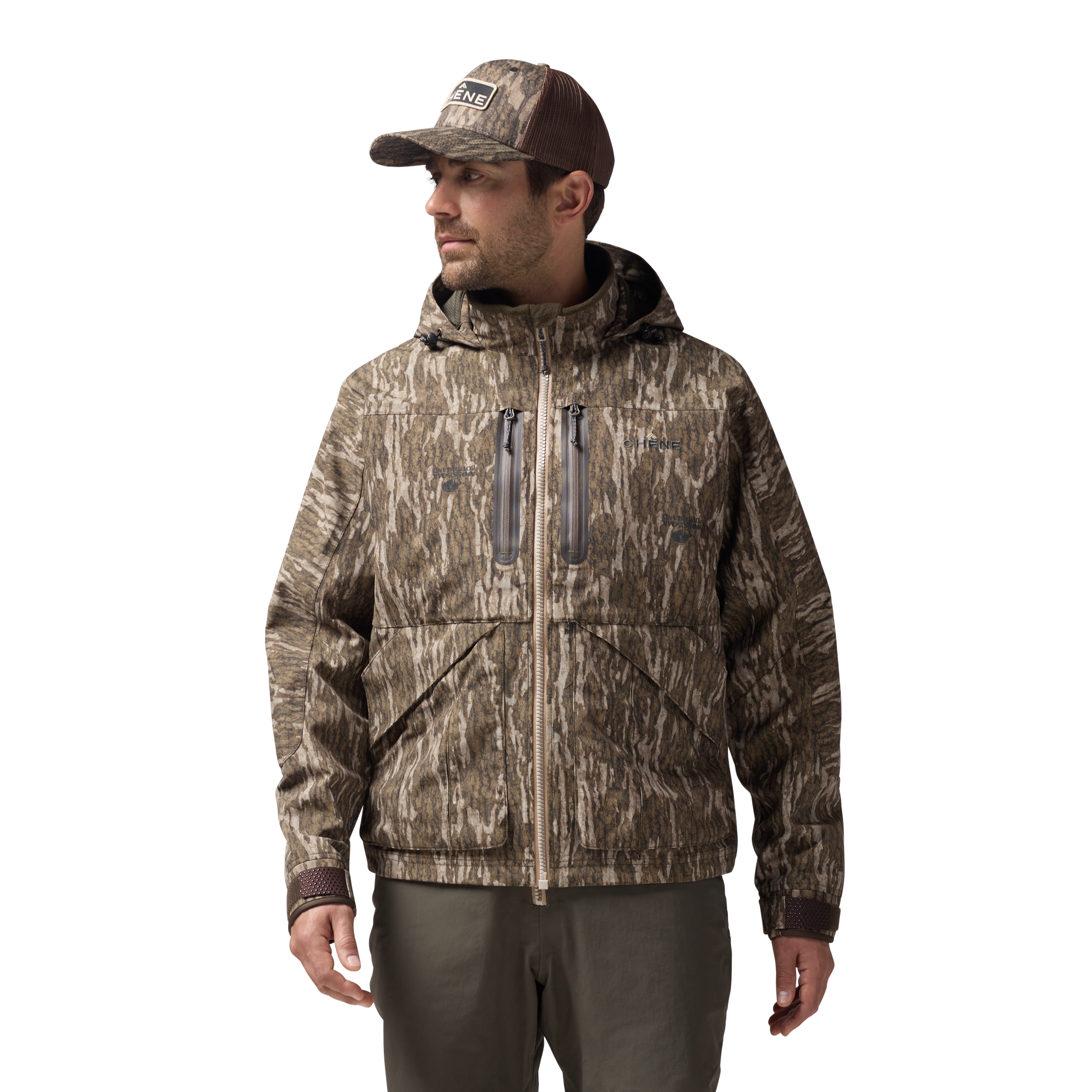Hydro-Lok Shell Jacket in Mossy Oak Bottomland, on model #mossy_oak_bottomland