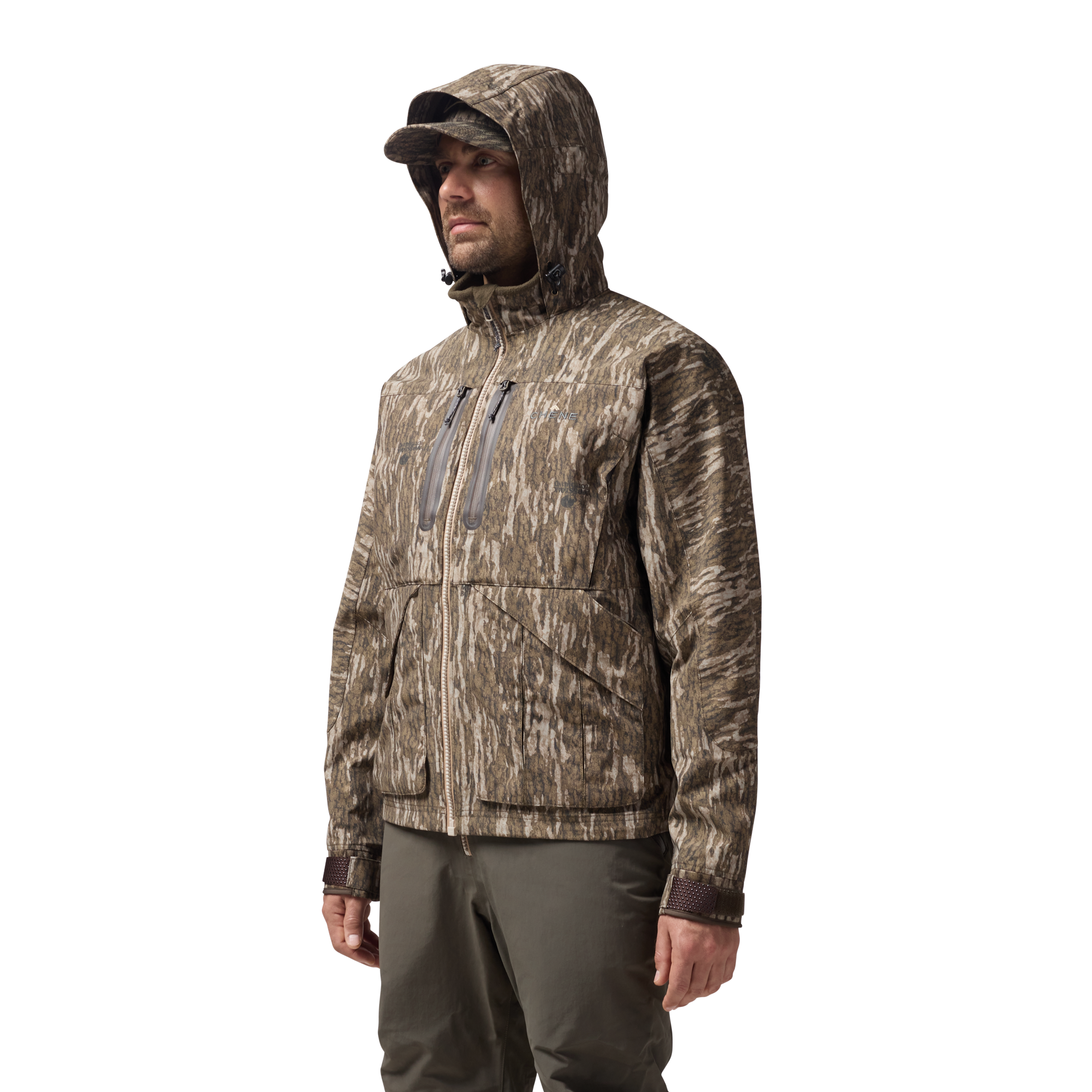 Hydro-Lok Shell Jacket in Mossy Oak Bottomland, on model #mossy_oak_bottomland