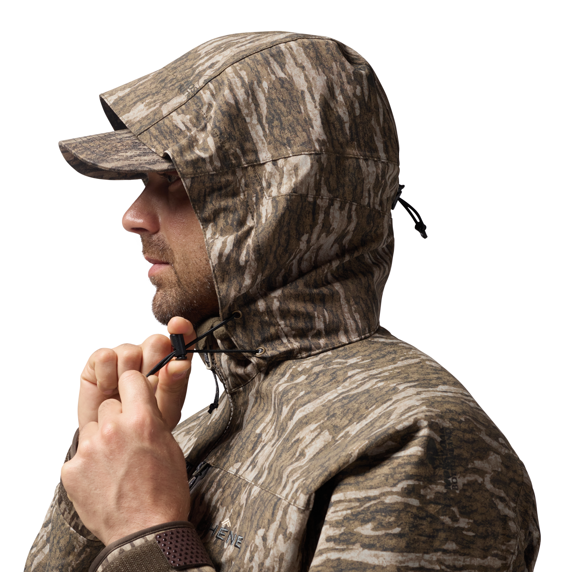 Hydro-Lok Shell Jacket in Mossy Oak Bottomland, on model #mossy_oak_bottomland
