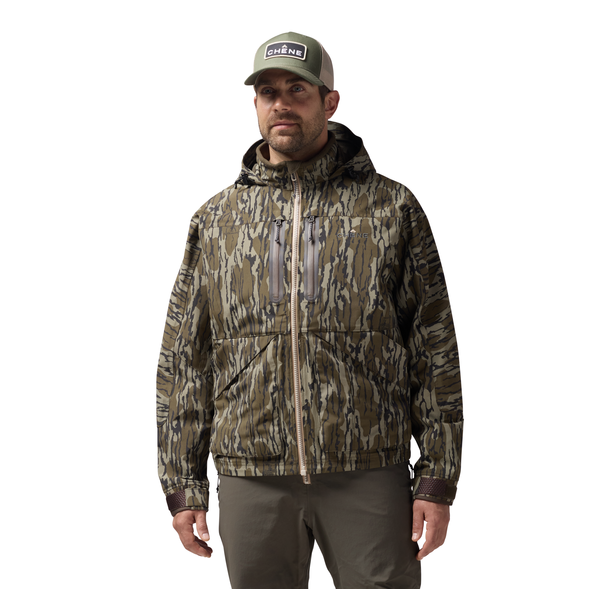 Hydro-Lok Shell Jacket in Mossy Oak Original Bottomland, on model #mossy_oak_original_bottomland