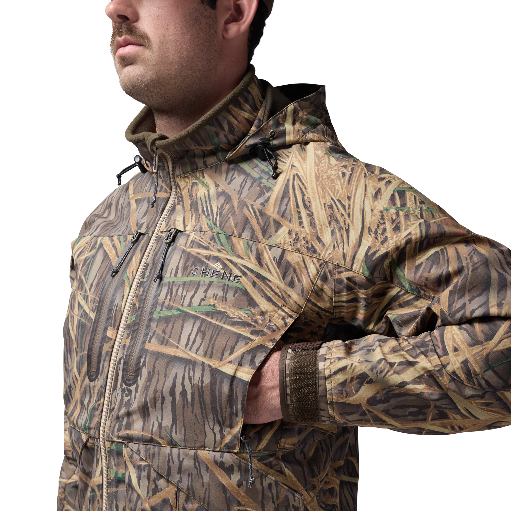 Hydro-Lok Shell Jacket in Mossy Oak Original Shadow Grass, on model #mossy_oak_original_shadow_grass